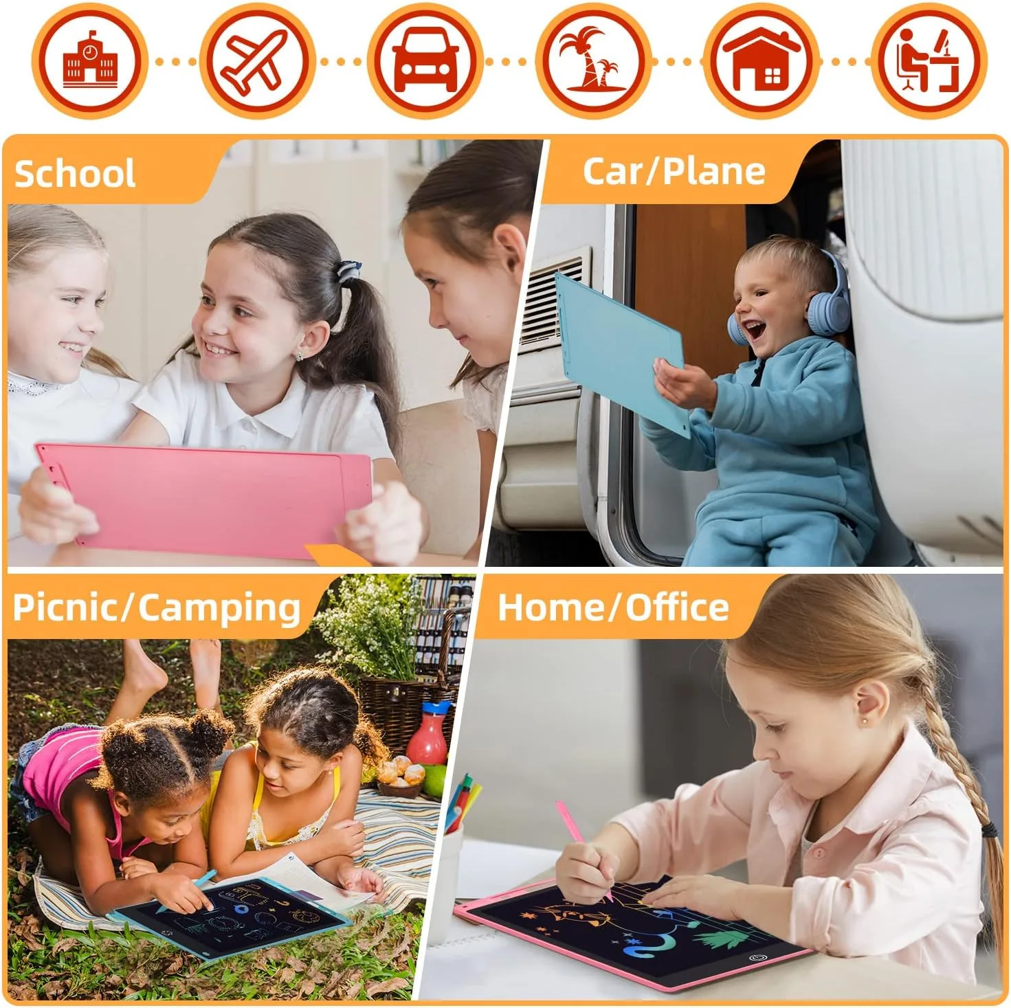 12 Inch LCD Writing Tablet for Kids, 2 Packs Mess Free Coloring for Toddlers Doodle Board Erasable Drawing Pads Birthday Christmas New Year Gift for 3 4 5 6 7 8 Years Old Boys Girls