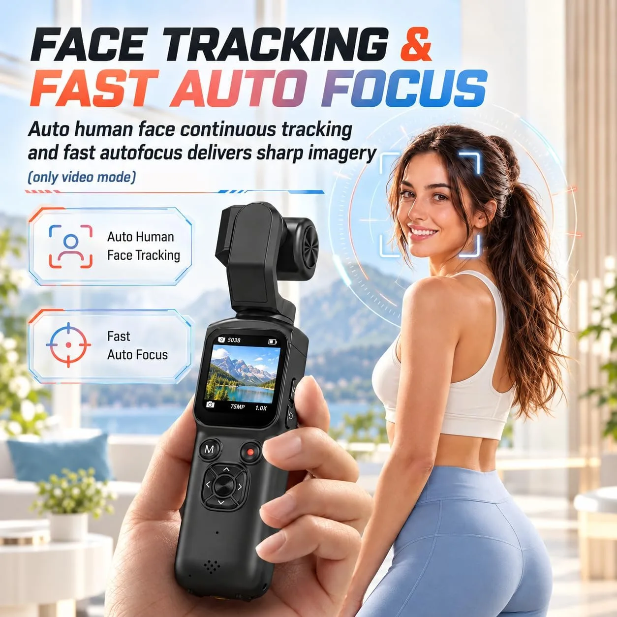 Vlogging Camera 4K 330° Auto Rotating Lens Digital Gimbal Pocket Cameras