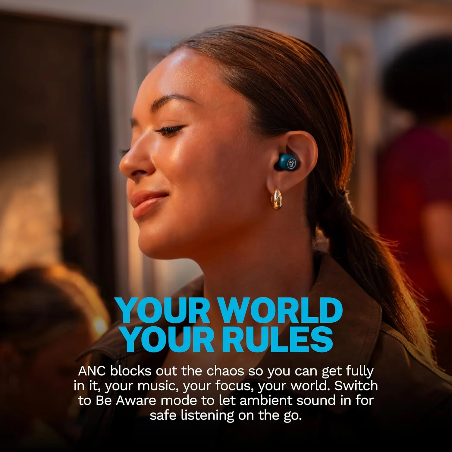 JLab JBuds Mini ANC True Wireless Earbuds with Apple Find My, Blueberry