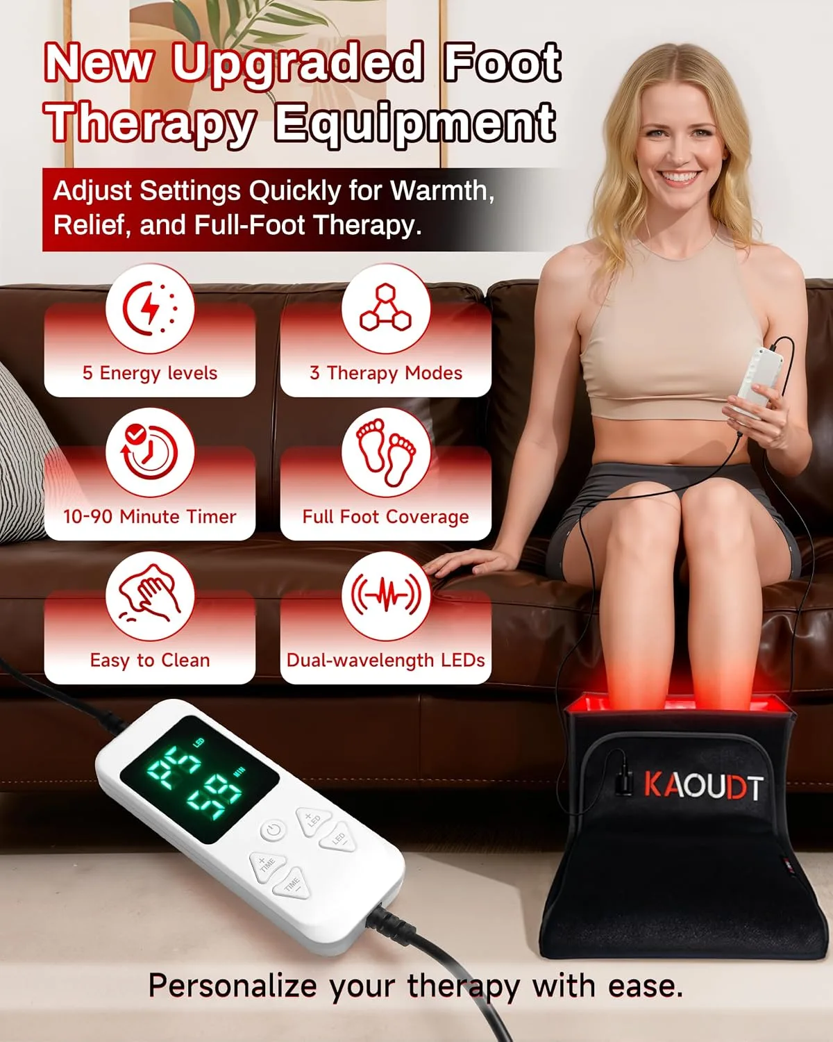 Medical Grade Red Light Therapy for Feet Neuropathy, FSA&HSA, Black