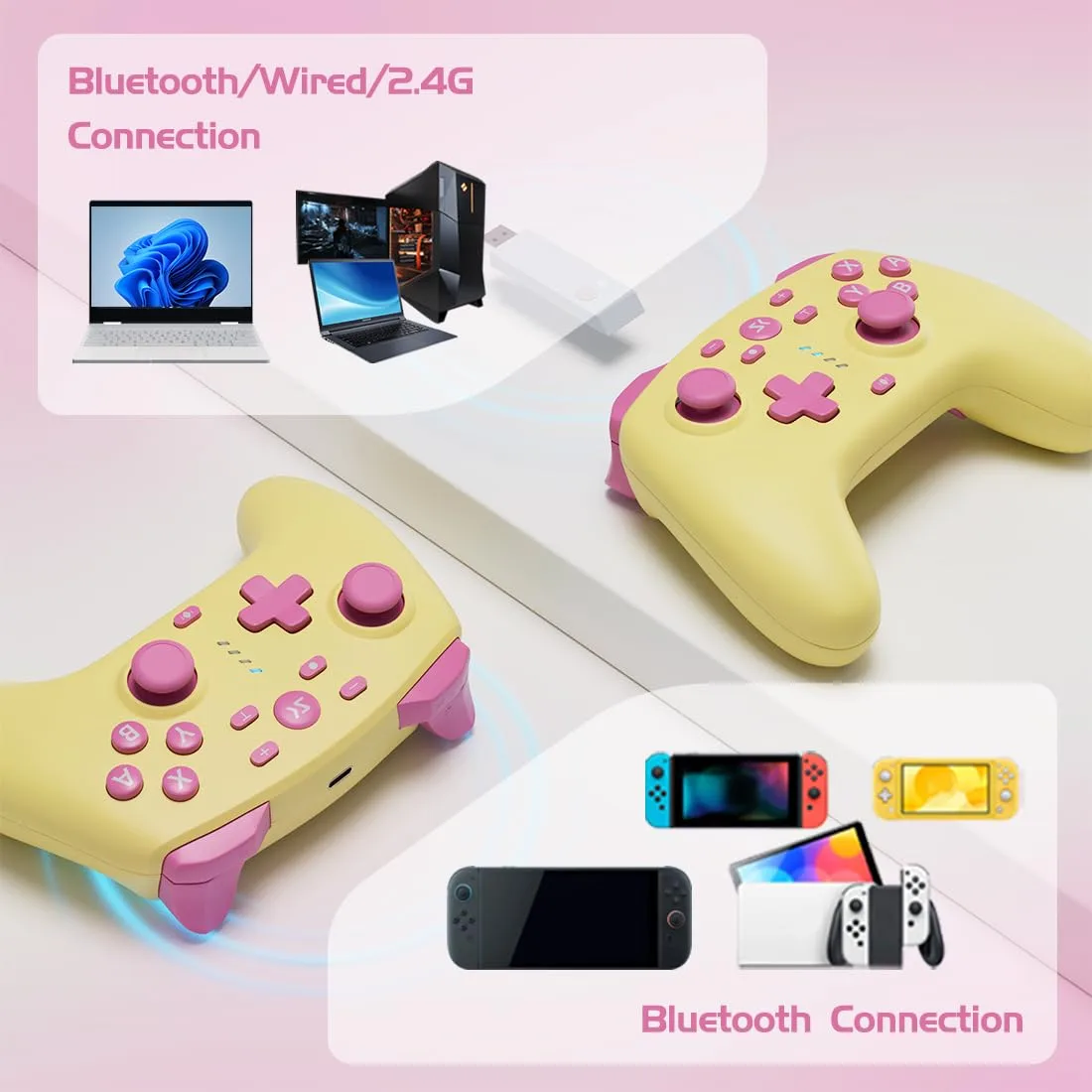 Wireless Switch Controller for Switch/Switch 2/OLED/Lite/PC(Butter Yellow)