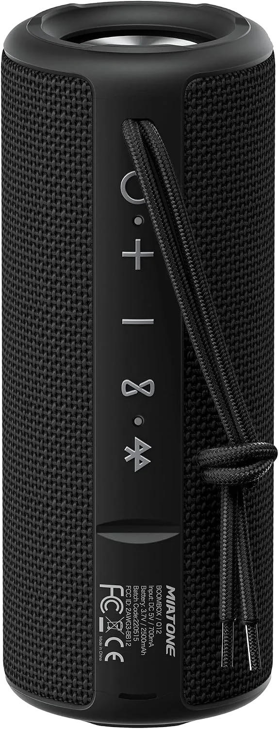 MIATONE Boombox Outdoor Portable Bluetooth Speaker Waterproof Wireless Speakers - Black