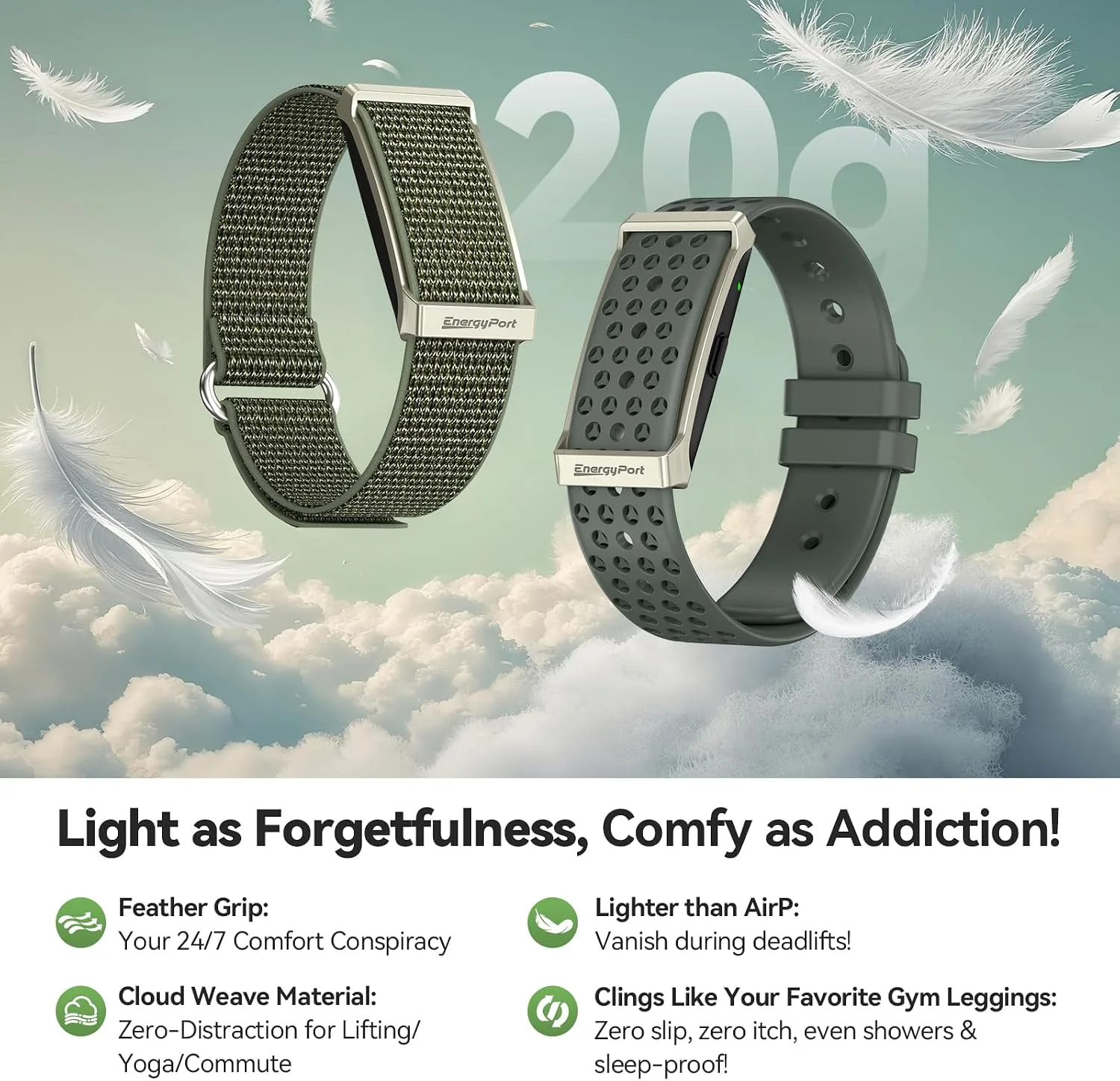EnergyPort Fitness Tracker,Wearable Health Smart Bracelet Band with Blood Oxygen 170+ Sport Mode 60-Day Battery,Lifetime Membership,Activity Tracking Heart Rate Sleep Monitor for Android iOS,2 Bands
