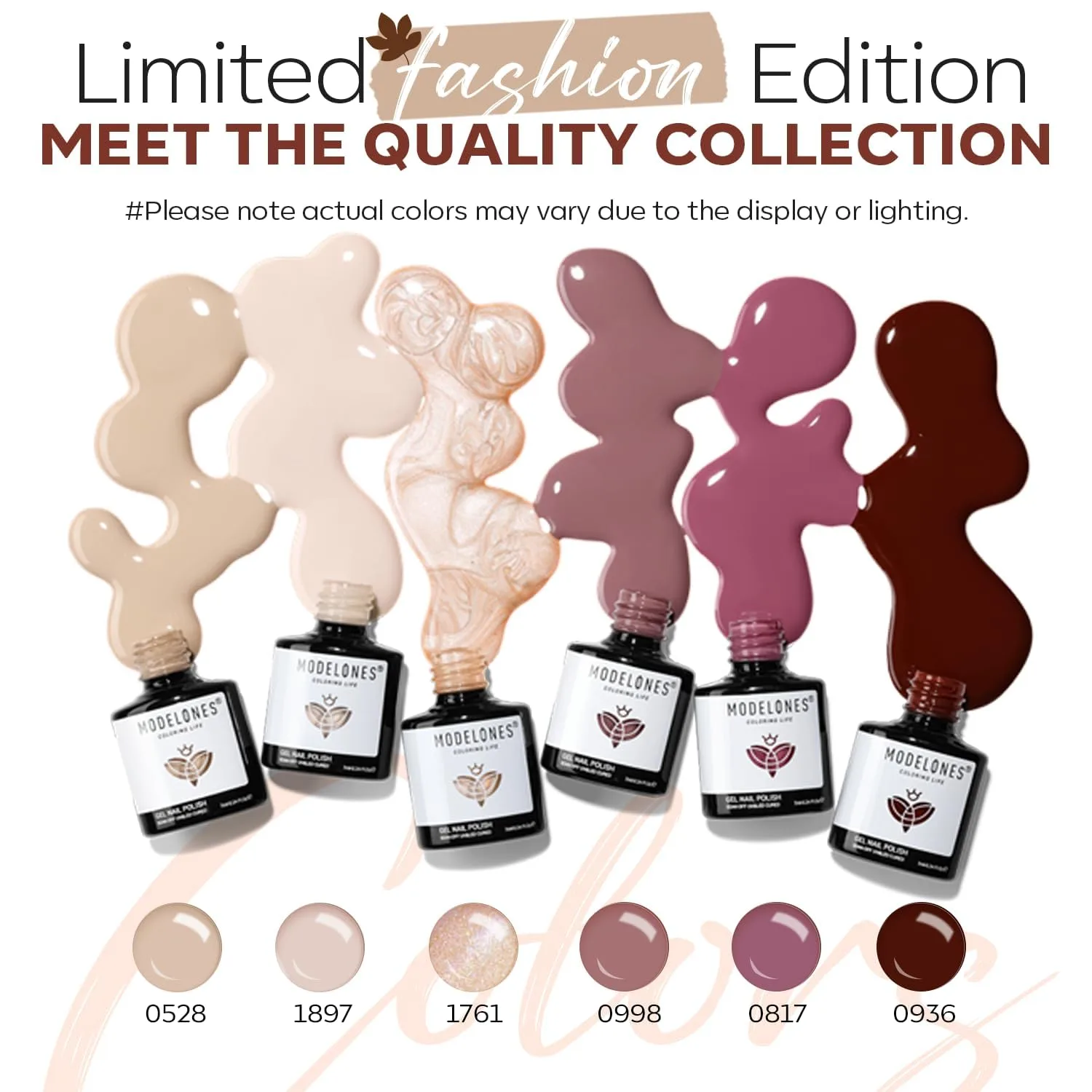 modelones Gel Nail Polish Set Glitter Nude 6Colors Purple Brown