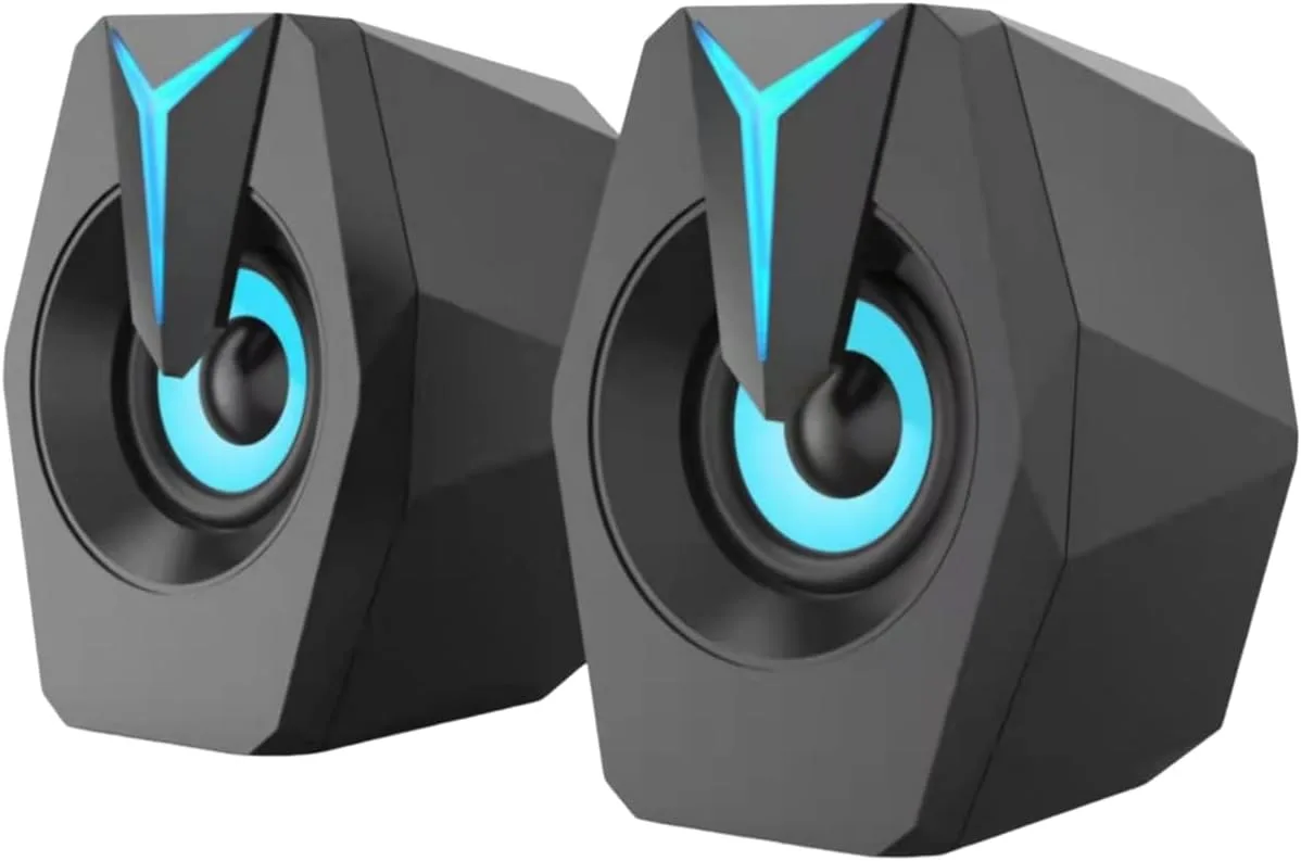 Parlantes para PC Odopodop RGB Gaming USB con control remoto y luces dinámicas Negro