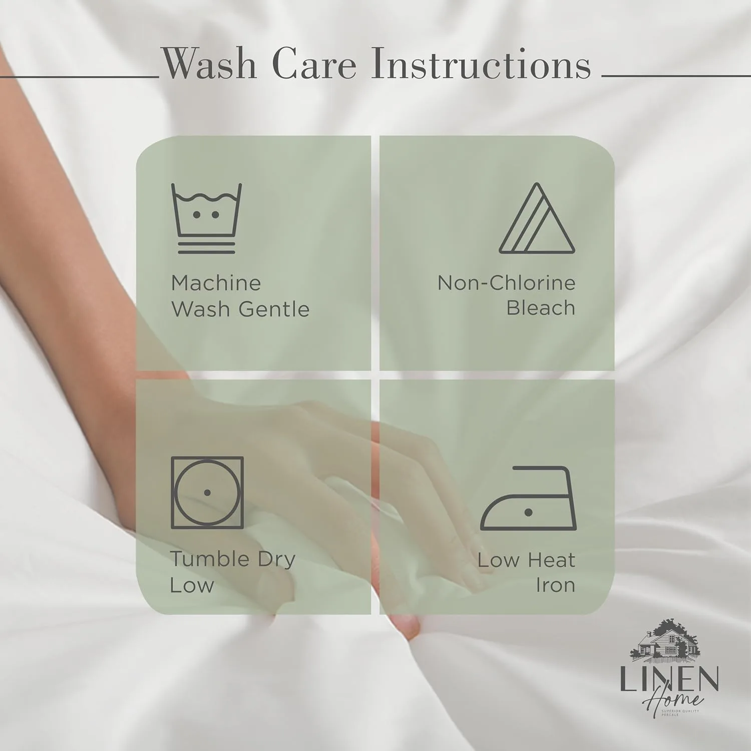 Linen Home 100% Cotton Percale King Sheets, 4 Pc Cooling Set - Oil Green