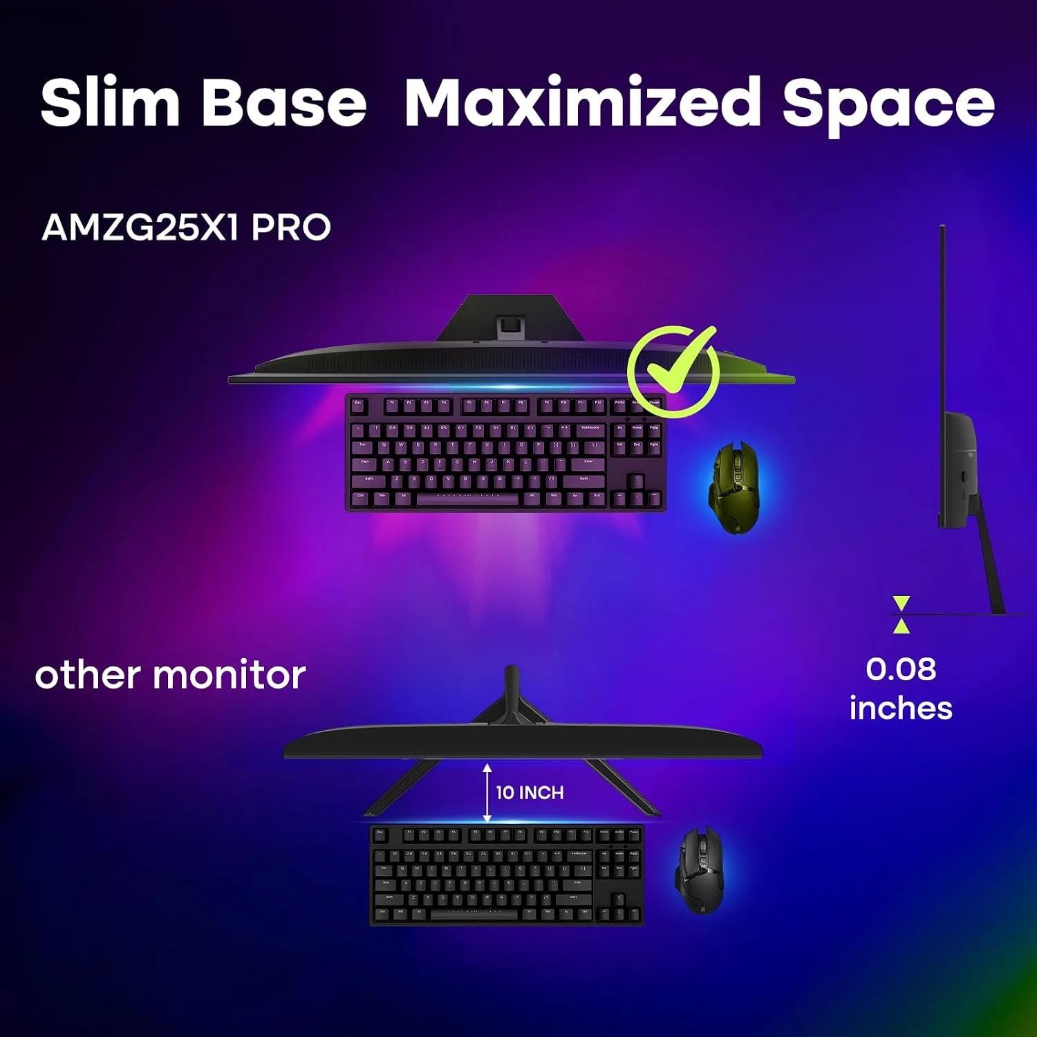 Amzfast 24.5 Inch 280Hz/240Hz Gaming Monitor FHD 1080p Monitor, 1ms Adaptive Sync, 3000:1, 126% sRGB, 93% DCI-P3, TÜV Rheinland Eye Care, HDMI 2.0 x 2 & DP 1.4 x 2, AMZG25X1 Pro