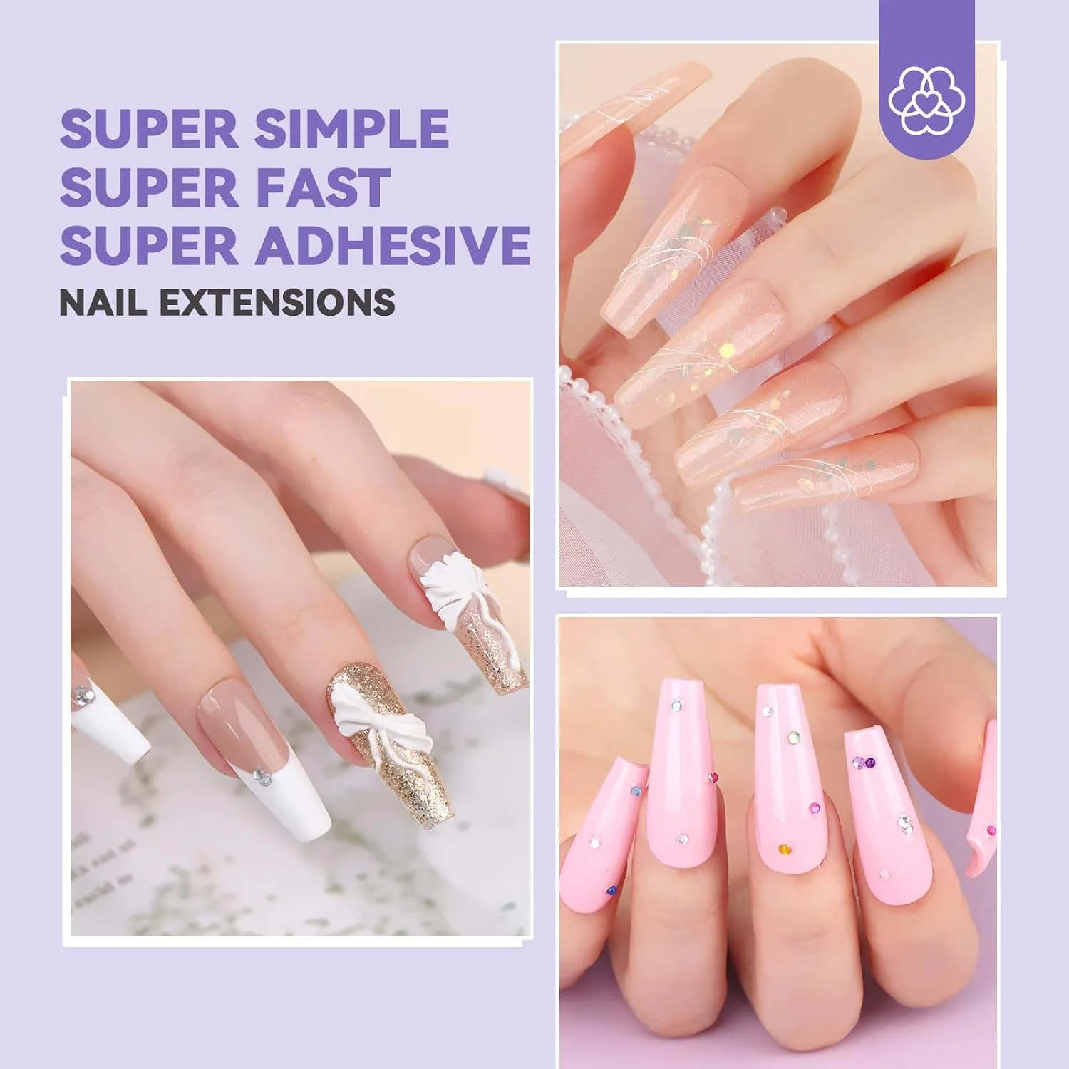 SAVILAND Short Coffin Gel Nail Extension Kit, 500 Tips, Drill and U V Lamp