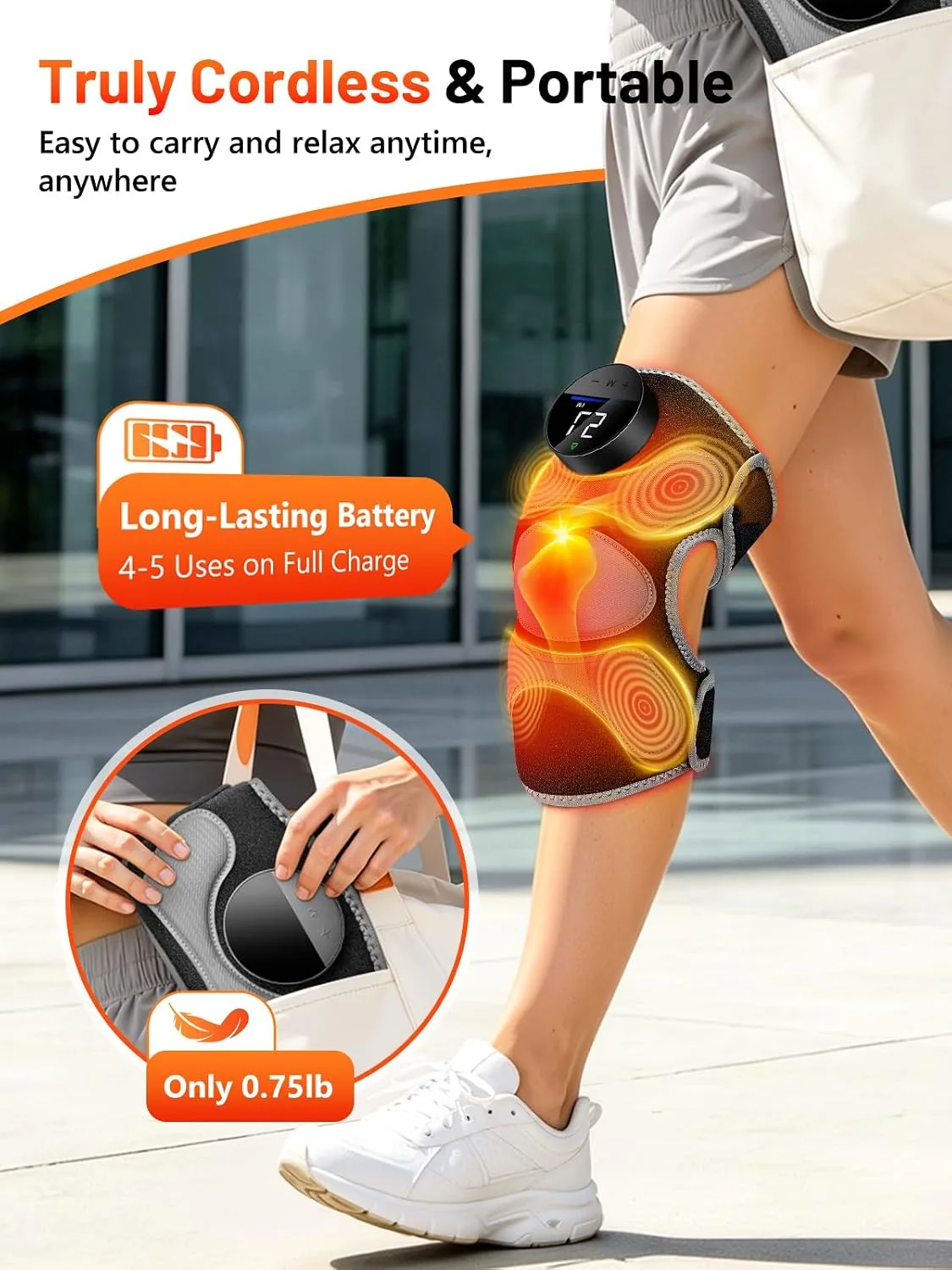 3-in-1 Red Light Therapy Knee Massager with Heat & 4 Vibration Motors