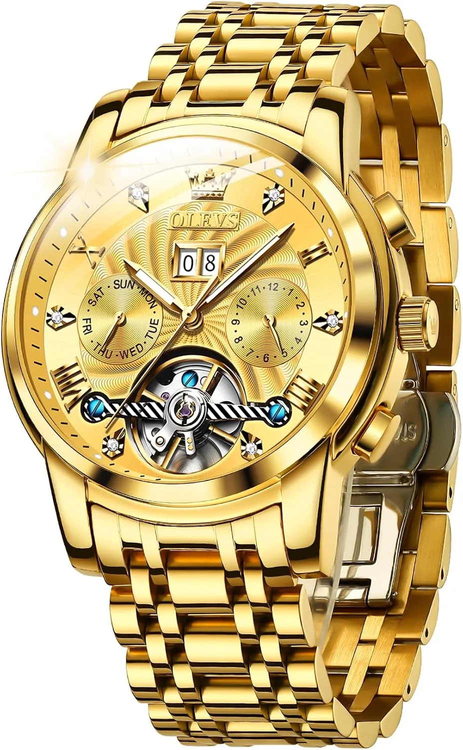 OLEVS Automatic Gold Watches for Men Luxury Classic Stainless Steel