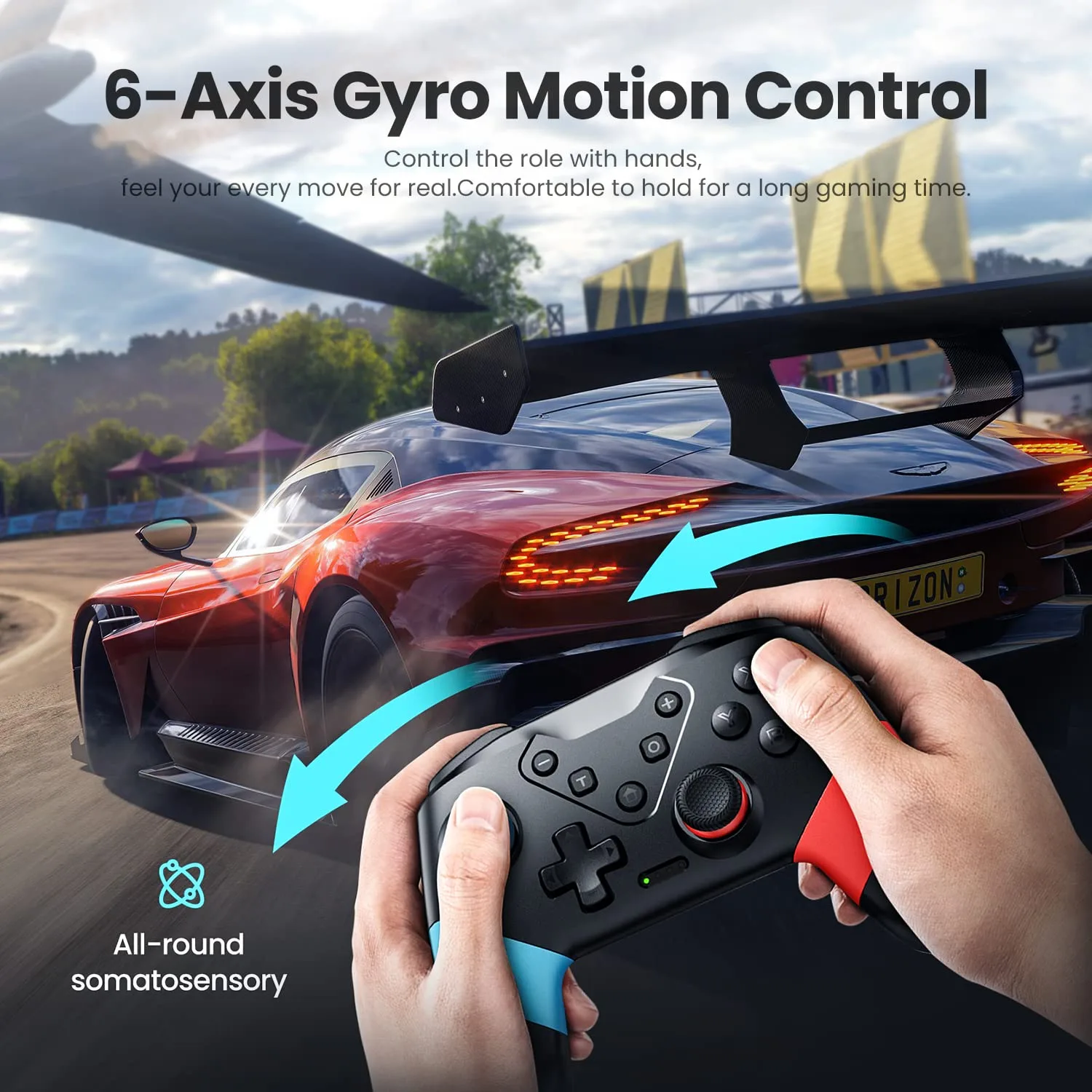 VOYEE Switch Controller for Switch/Lite/OLED, Pro Controller Red-Blue