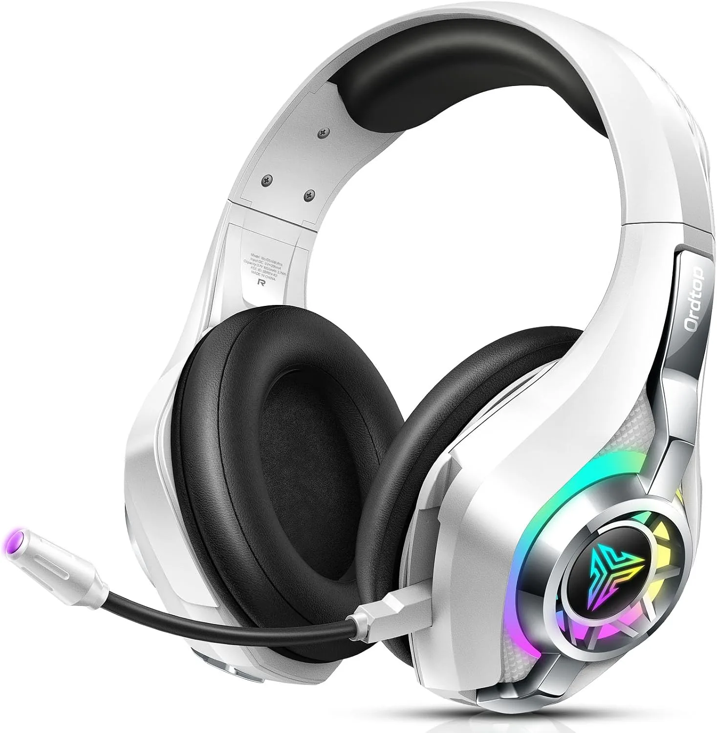 Audífonos Gamer Inalámbricos Ordtop 2.4GHz RGB Blanco