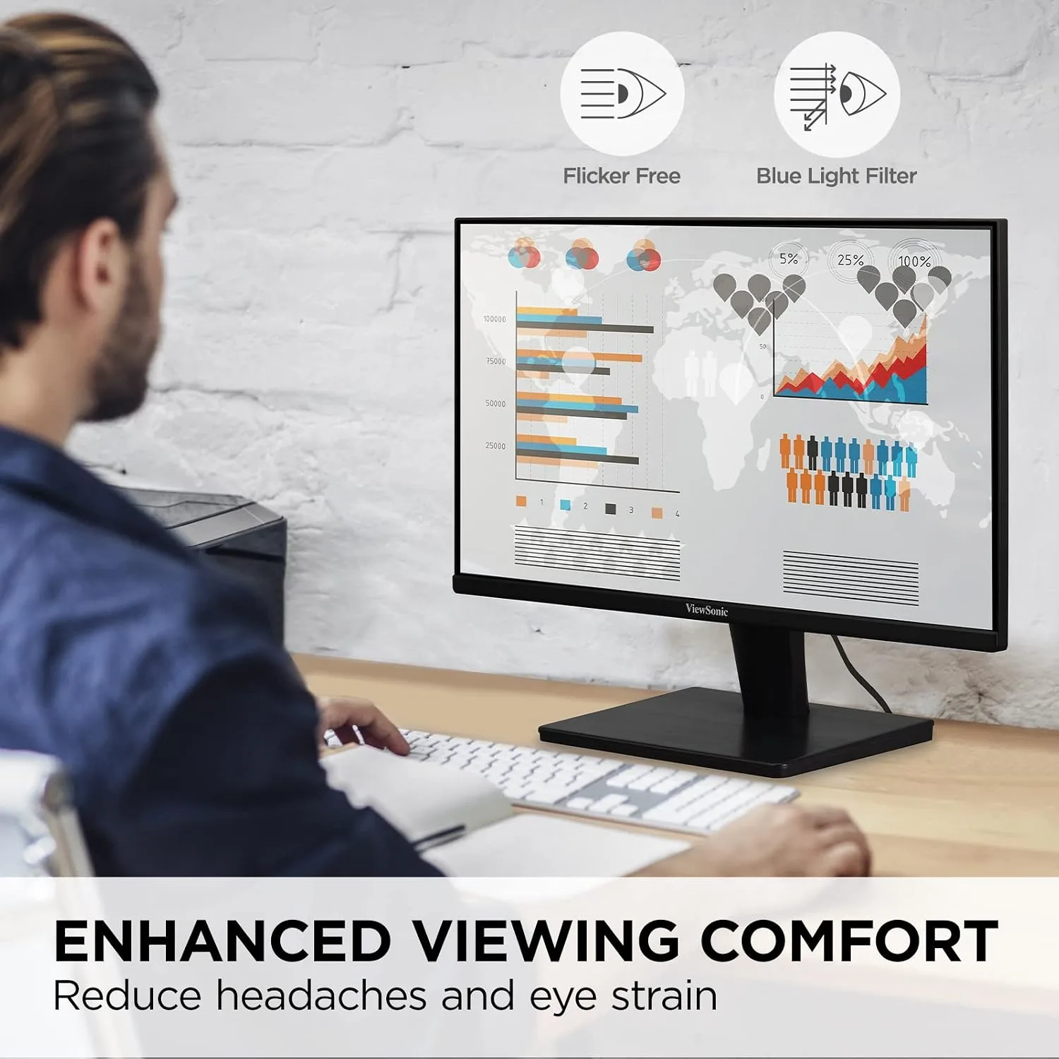 ViewSonic VS2447M 24 Inch 1080p Computer Monitor, 100Hz LED Display