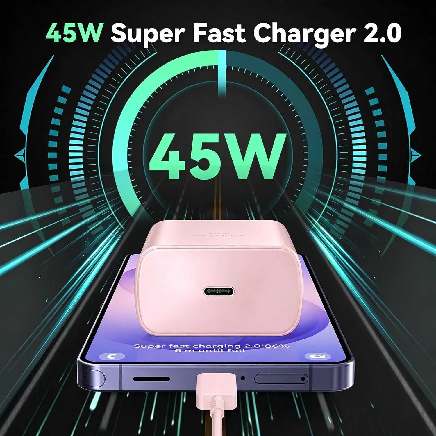 45W Super Fast USB C Android Type C Phone Charger Fast Charging 6.6FT Cord