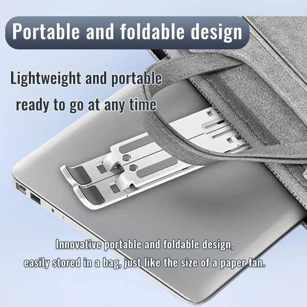 Desktop Laptop Stand, iPad Stand, Aluminum Alloy, Portable Foldable, 7 Level Adjustable, Ergonomic, Suitable for Laptops Up to 18 Inches, Easily Put it in Bag and use it Anywhere (1, Black)