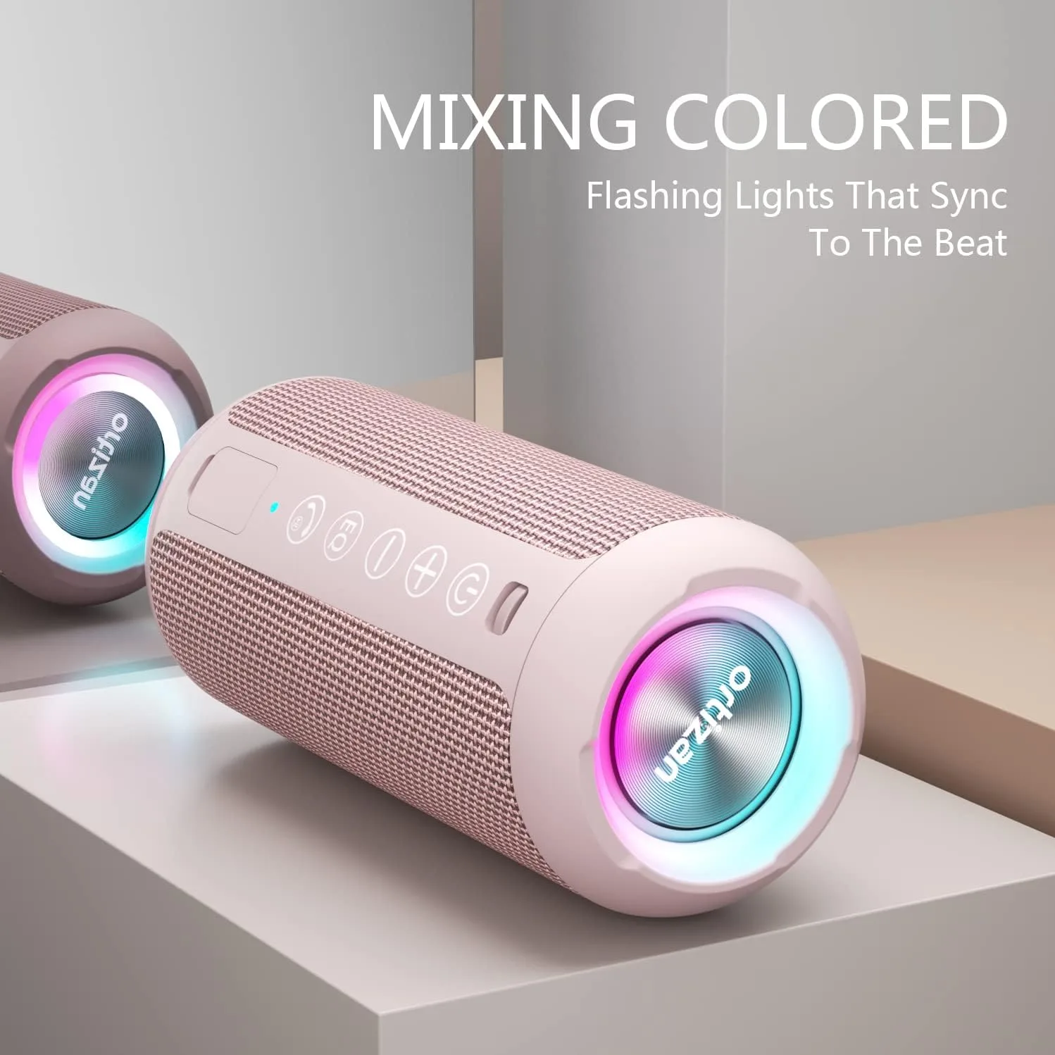 Ortizan X10 Portable Bluetooth Speaker, IPX7 Waterproof, Wireless, Pink