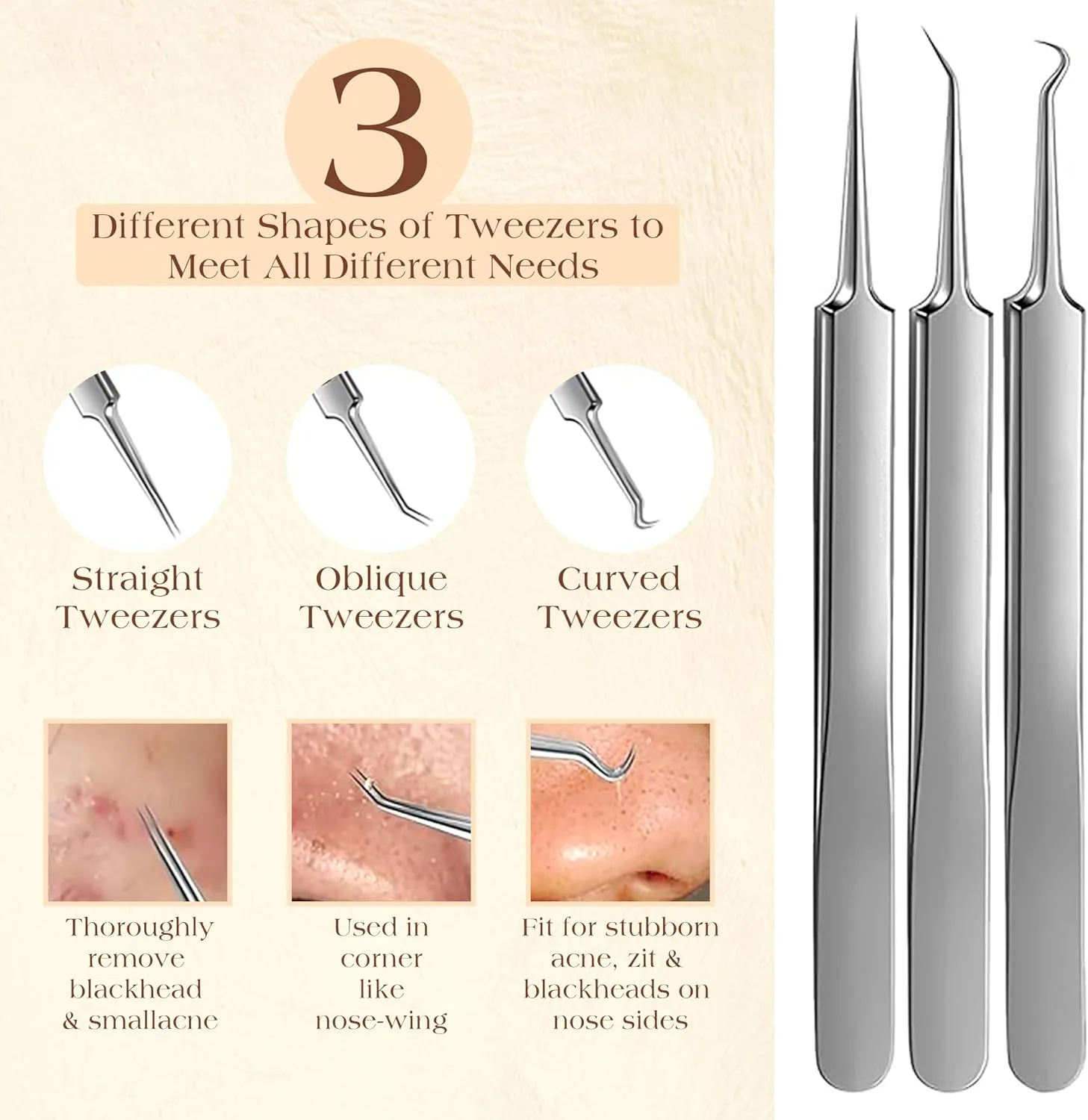 22 Pcs Pimple Popper Tool Kit Blackhead Remover, 410 Grade Stainless Steel