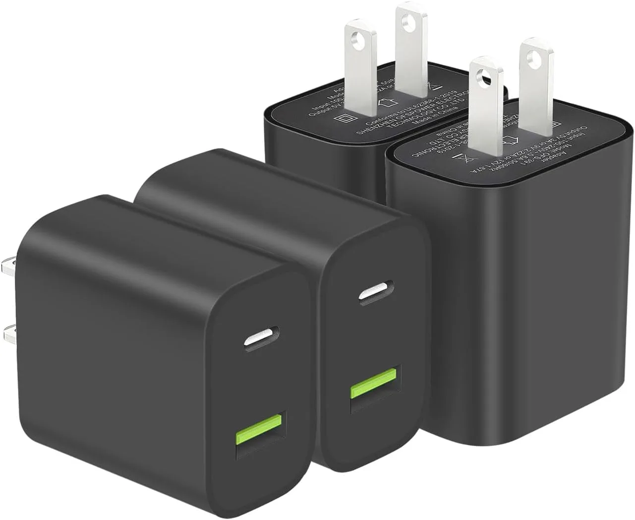 4 Pack USB C Charger Block, Dual Port Type C Wall Charger Fast Charging