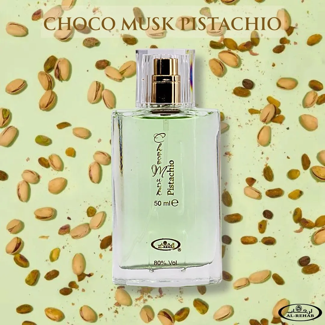 Al-Rehab Choco Musk Marshmallow & Pistachio Eau de Parfum Sprays 50ml (1.65 oz) | Gourmand Perfume with Chocolate & Vanilla | Long-Lasting Sweet Fragrances (Bundle)