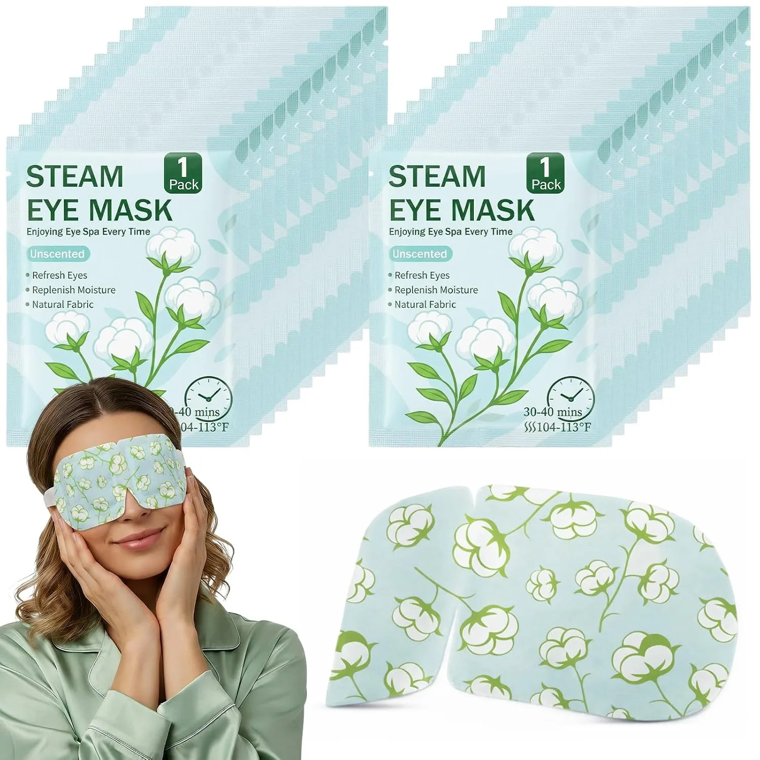 100 Pcs Steam Eye Masks for Dry Eyes Bulk Unscented Self Heated