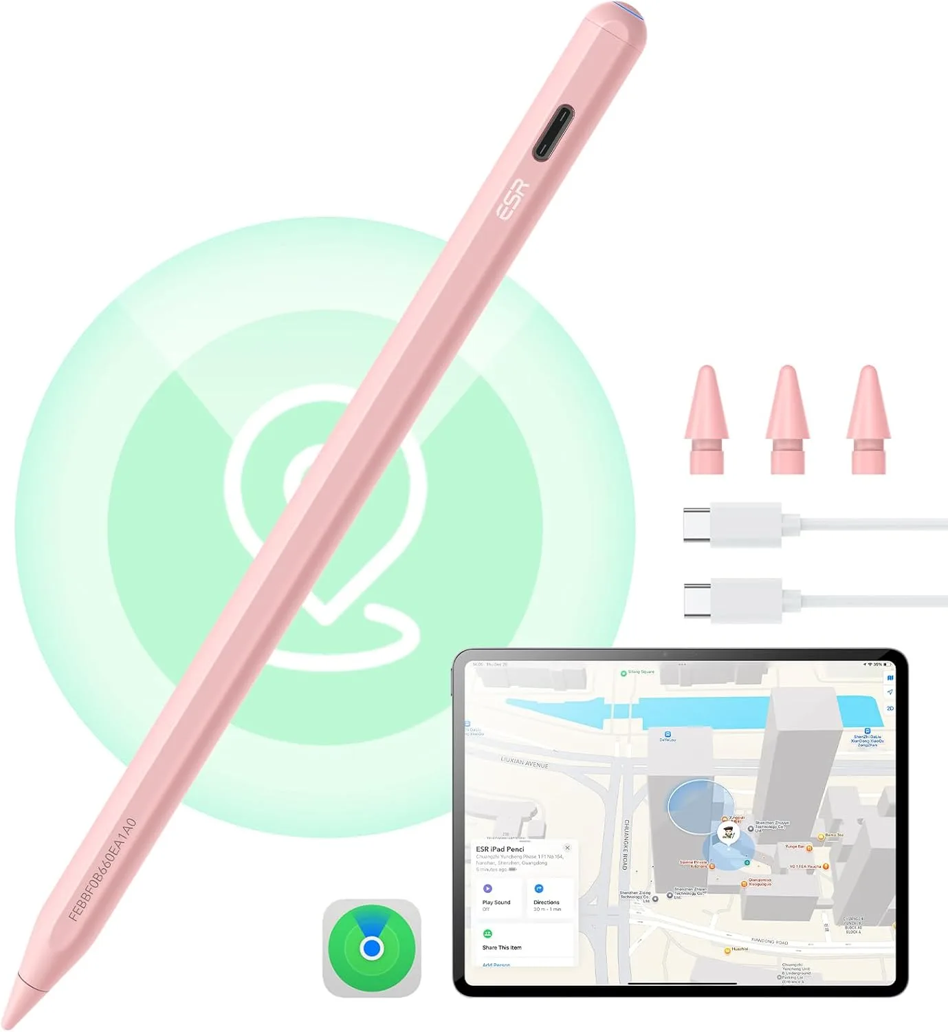ESR Geo Digital iPad Pencil for iPad 2018-2026, Find My, Easy Shortcuts