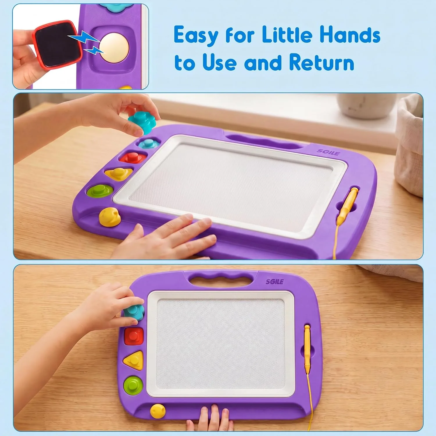SGILE Magnetic Drawing Board for Kids, Toddler Doodle Toys, Large 16 × 13"