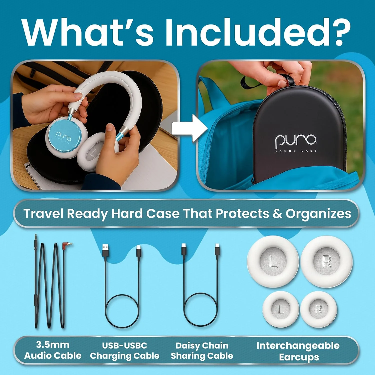 Puro Sound Labs - Kids Headphones, Volume-Limiting 85dB, BT2200 Plus, Teal
