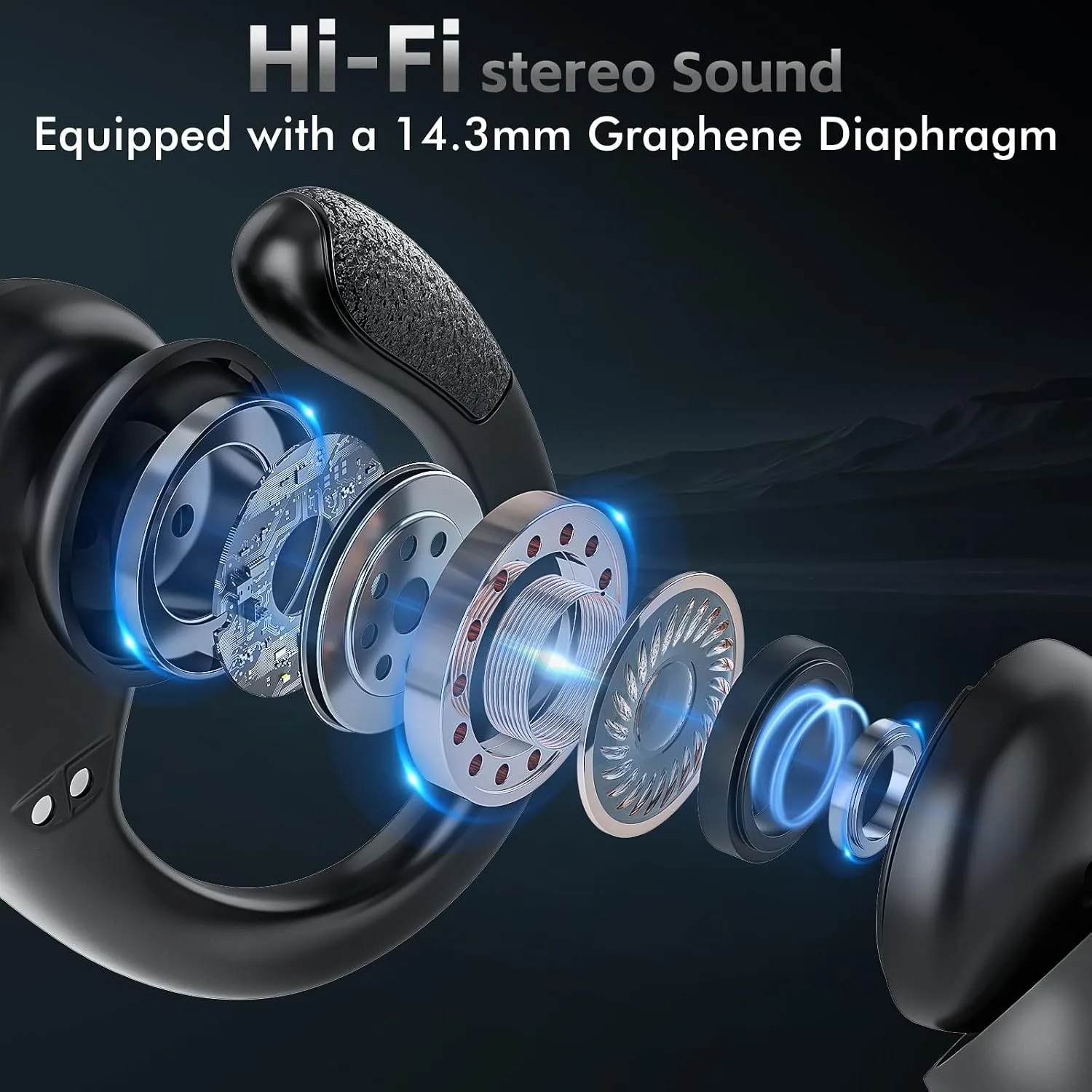 HAOYUYAN Wireless Earbuds, Sports Bluetooth Headphones, 80Hrs Playtime Ear Buds with LED Power Display, Noise Canceling Headset, IPX7 Waterproof Earphones for Workout/Running