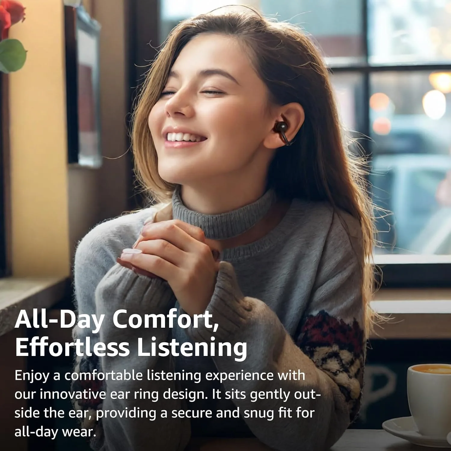 TOZO OpenEarRing Open Ear Earbuds 40H Bluetooth 5.4 Lightweight Comfort