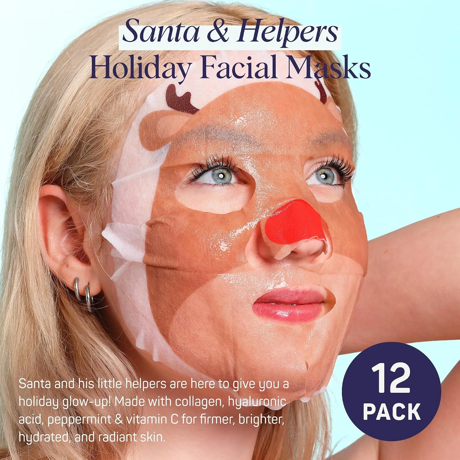 SpaLife Beauty Santa’s Workshop Christmas Face Mask Bundle | Korean Facial Masks | Hydrating, Soothing and Firming Sheet Mask Set | Christmas Face Masks for Women | Spa Party Favors | 12 Pack
