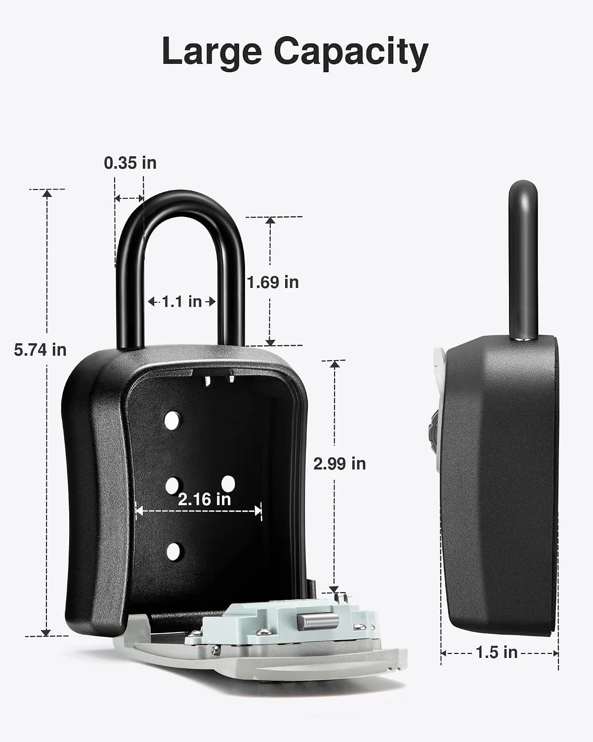 Puroma Key Lock Box Outdoor 4 Digit Code Combination Lockbox House, 1 Gray