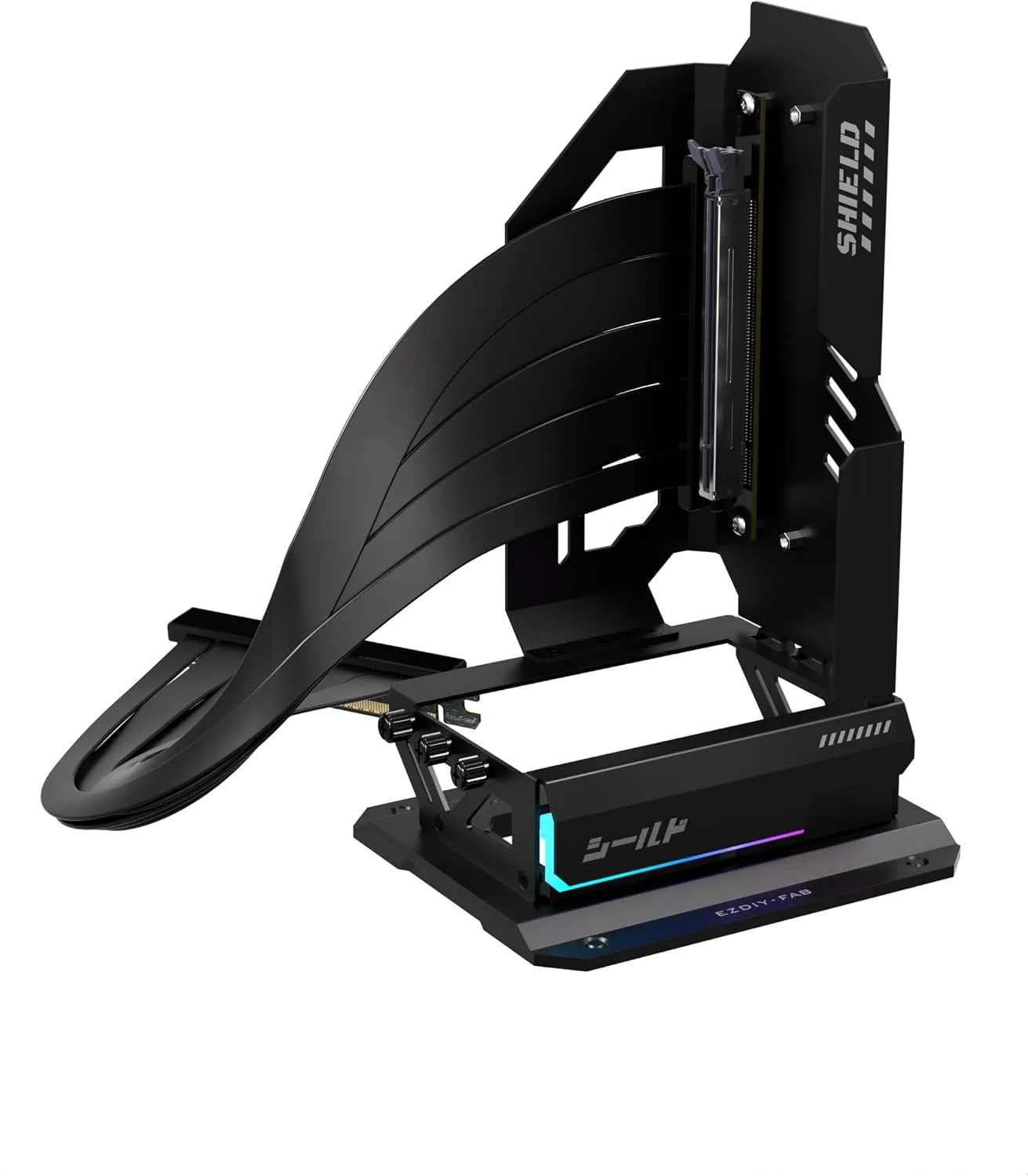 EZDIY-FAB Shield ARGB Upright GPU Mount, PCIe 5.0 Riser Cable, 400mm, Black