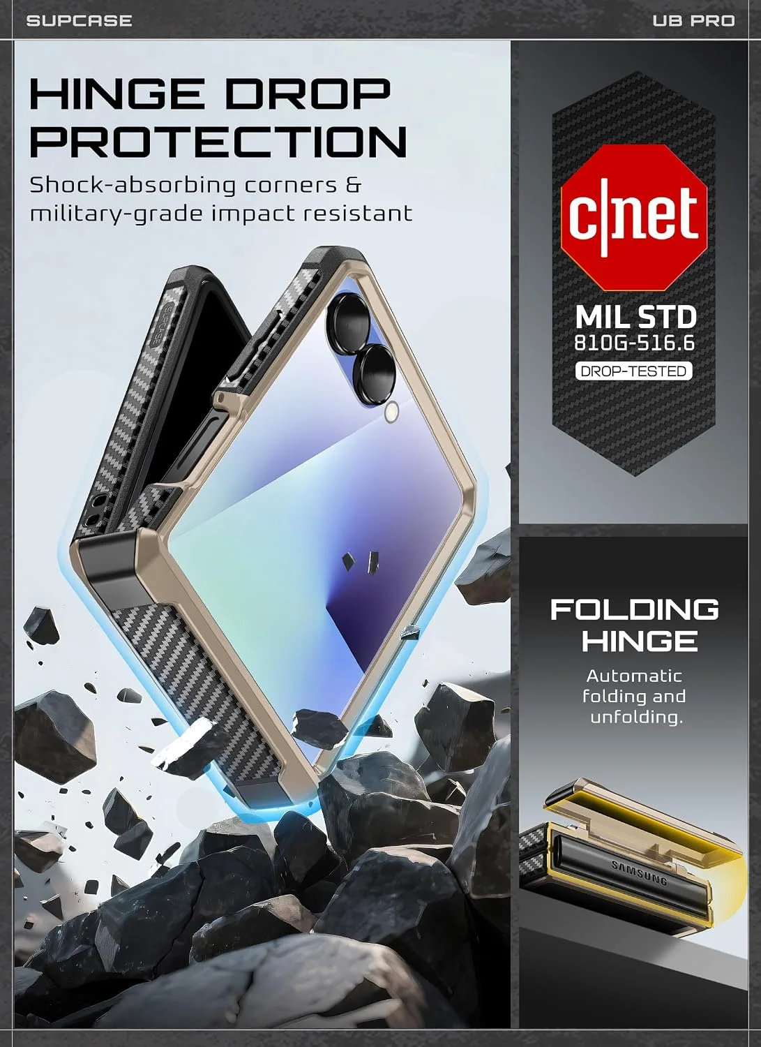 SUPCASE for Samsung Galaxy Z Flip 7 Case with Built-in Kickstand, Desert