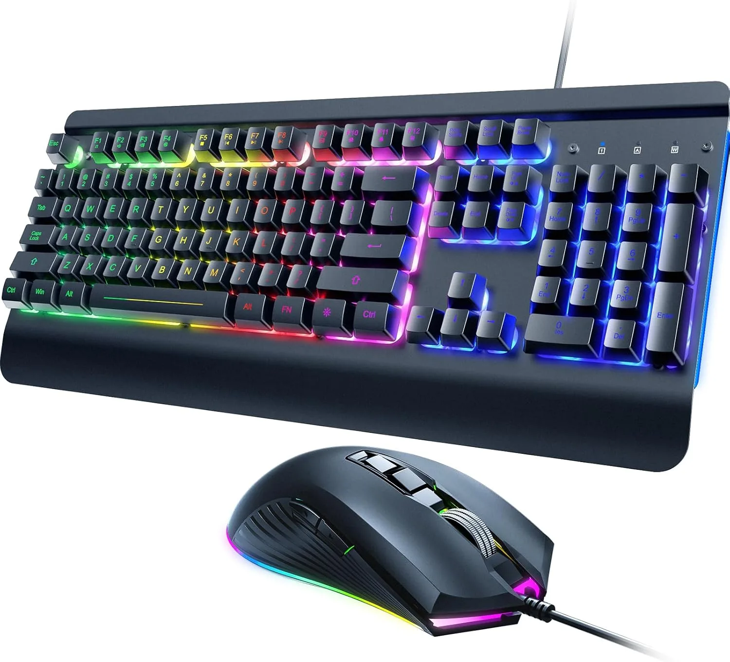 Combo teclado y mouse gamer Dacoity con 104 teclas y retroiluminación arcoíris