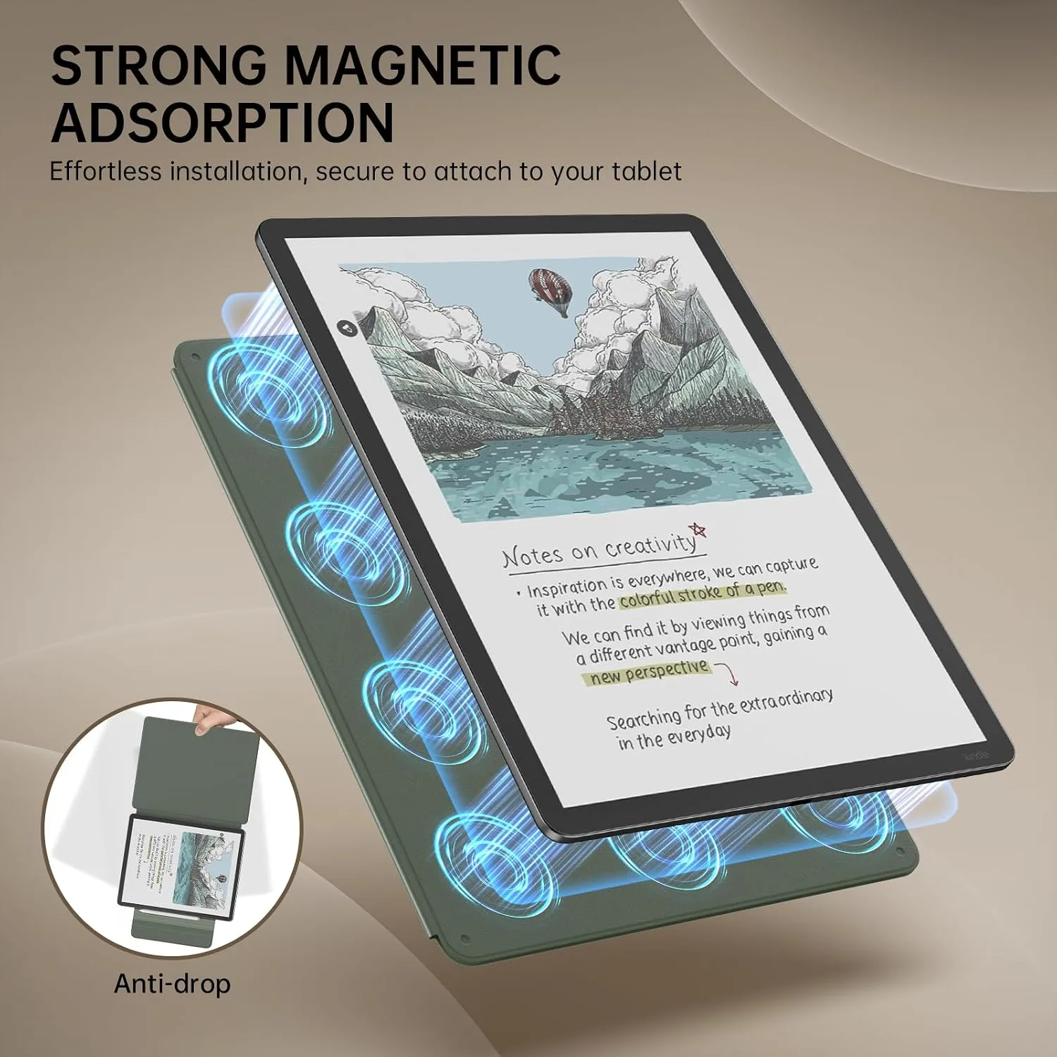 MoKo Magnetic Case for 11" Kindle Scribe 3rd & Colorsoft 1st, Celadon