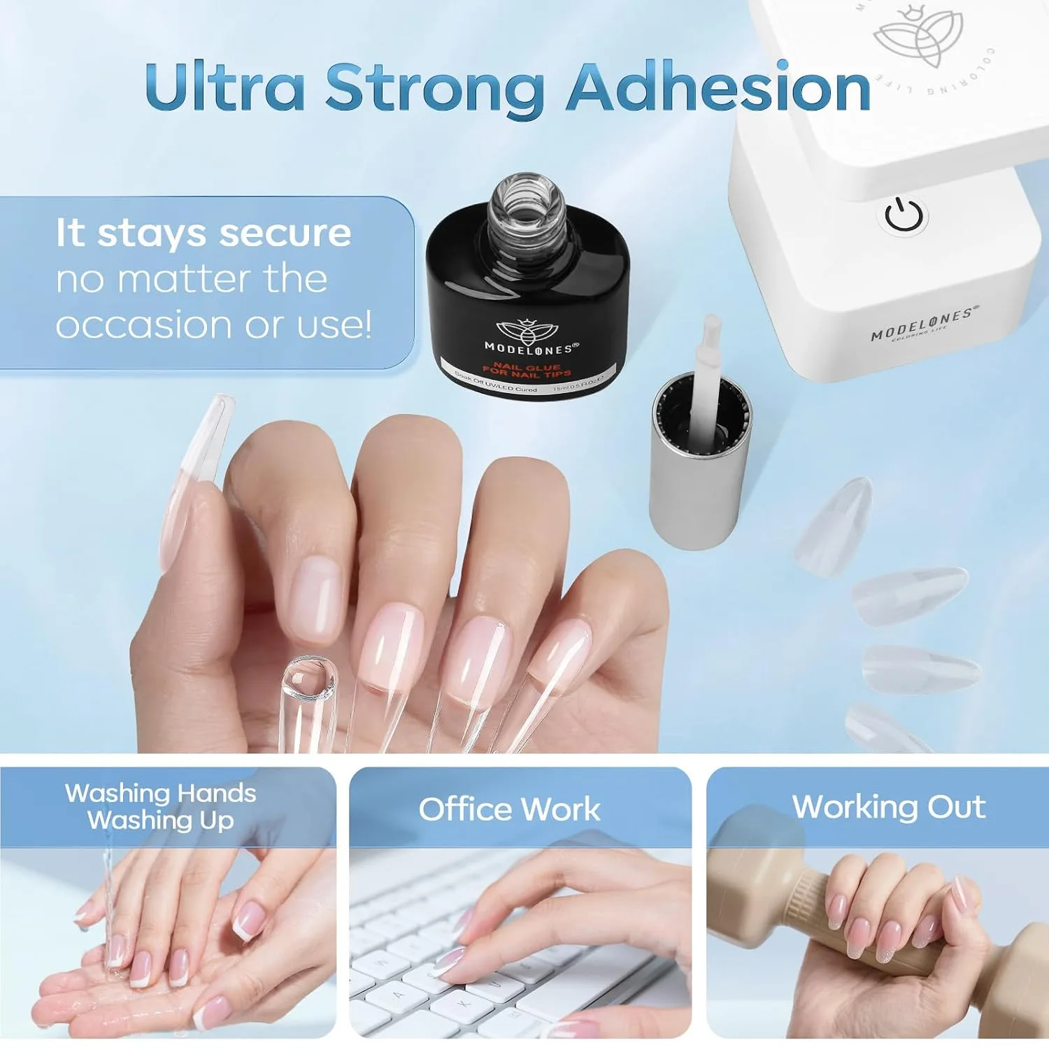 modelones 10 in One X Nail Gel Glue Gel Base Coat Brush On Nail Polish