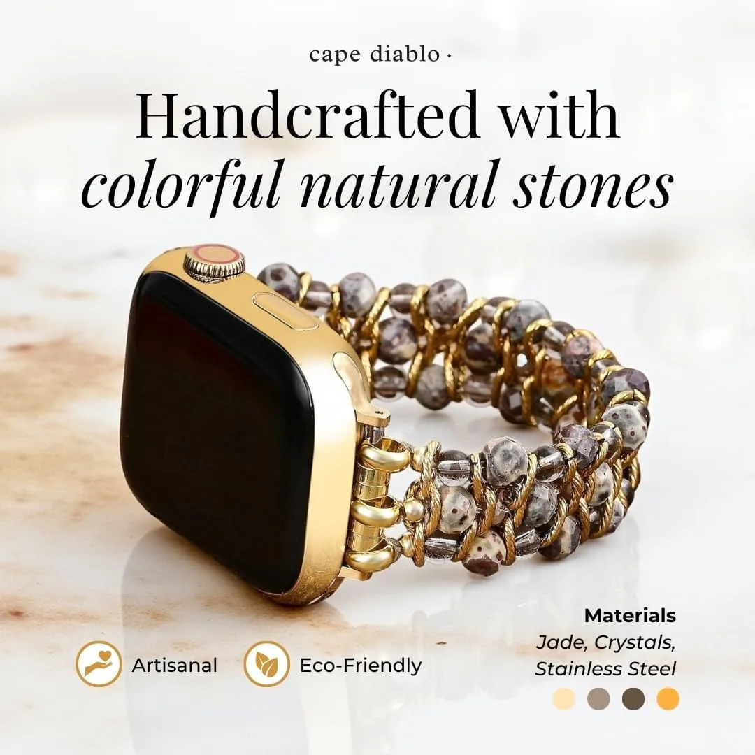 Cape Diablo Smart Watch Band for Women - Handmade Gemstone Strap - Compatible with 38mm-45mm Apple Faces