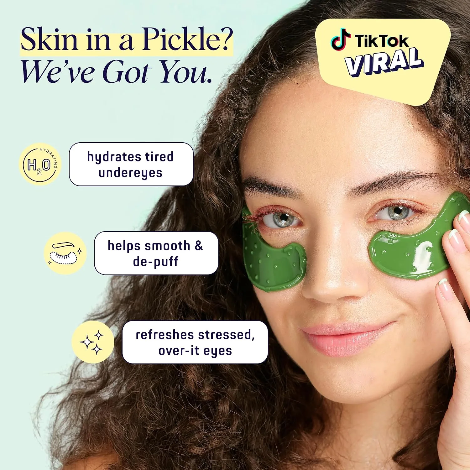 SpaLife In a Pickle Hydrogel Under Eye Patches for Dark Circles | Pickle Gifts for Women | Hydrating Undereye Masks for Bags and Puffiness | Pack of 8 Pairs (8 Undereye Treatments)