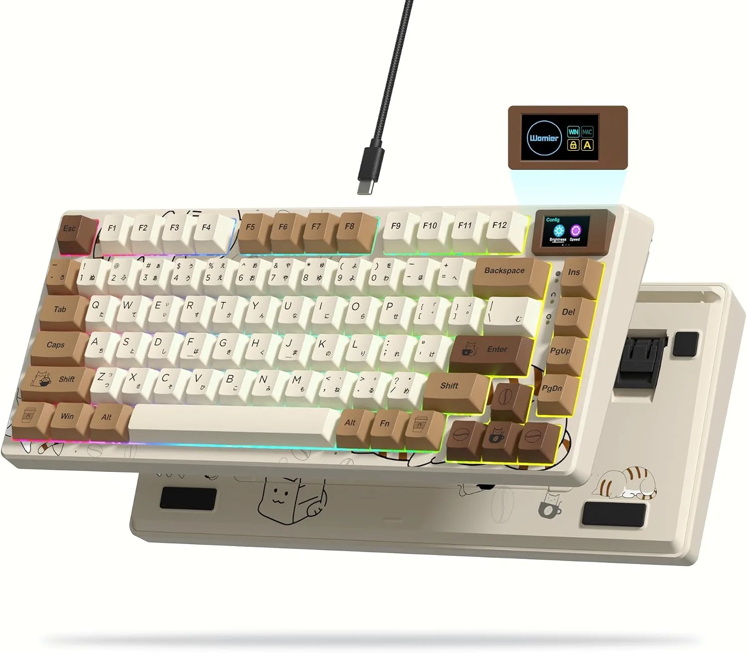 Teclado Gamer Womier SK80 Retro 75% con Pantalla Multimedia a Color