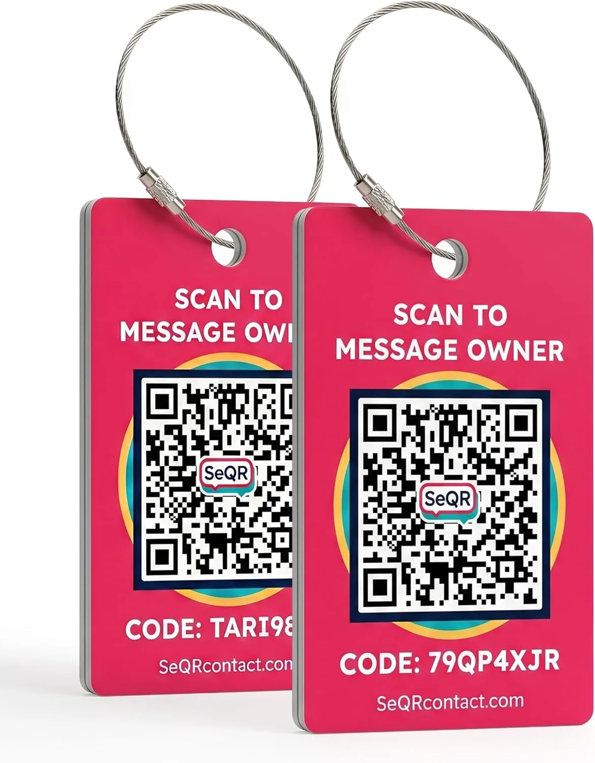 Smart Luggage Tag -Privacy QR Code Tags for Travel Suitcases, 2 Pack Red