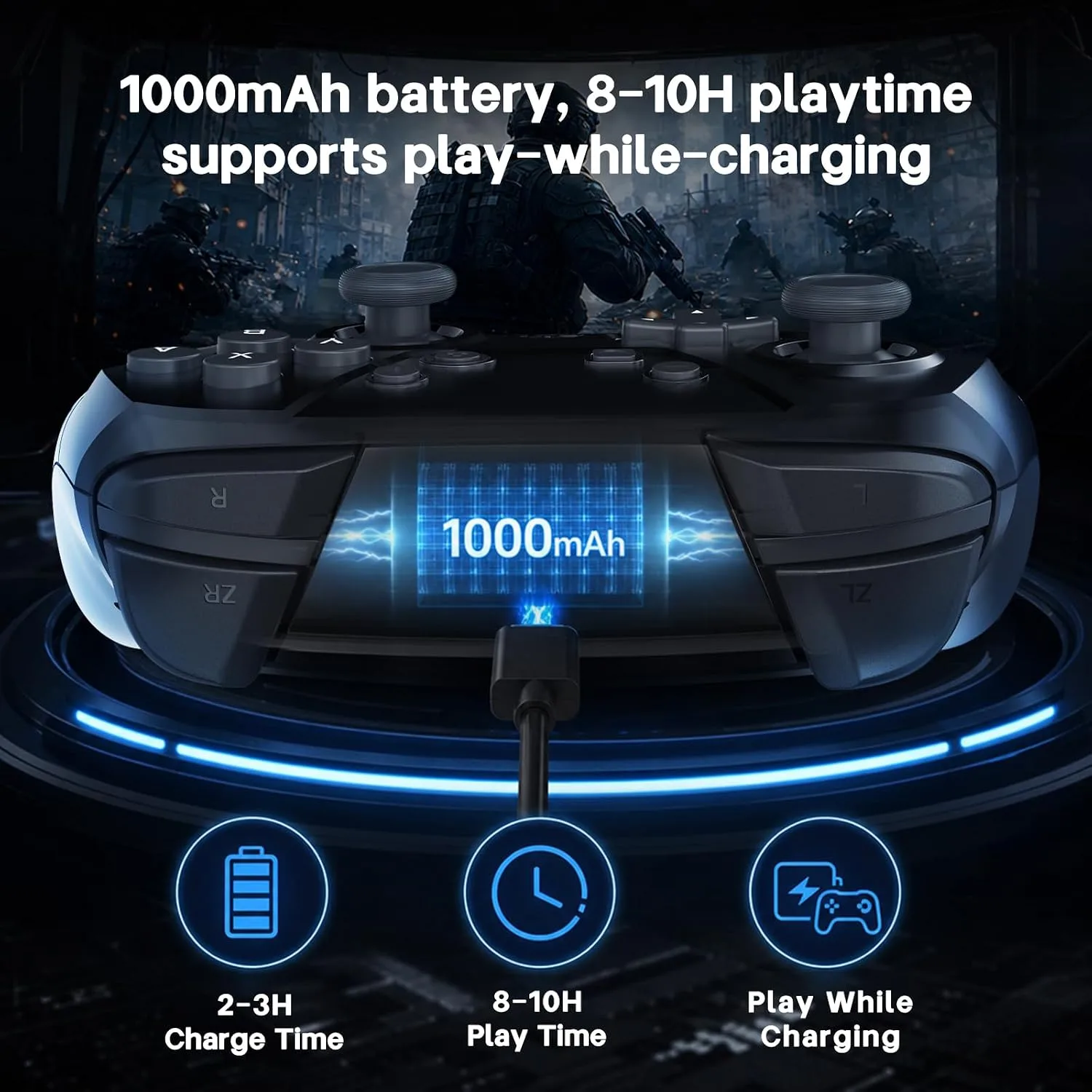 YAEYE Wireless Switch Pro Controller with NFC Amiibo, 1000mAh Battery Switch Controller for Nintendo Switch/Switch Lite/Switch OLED/PC, Gamepad with 6-Axis Gyro Dual Vibration Screenshot