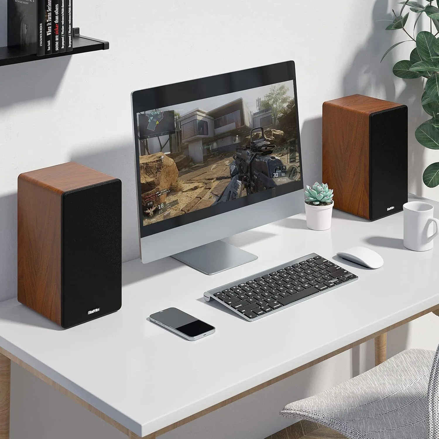 Saiyin Powered Bluetooth Bookshelf Speakers