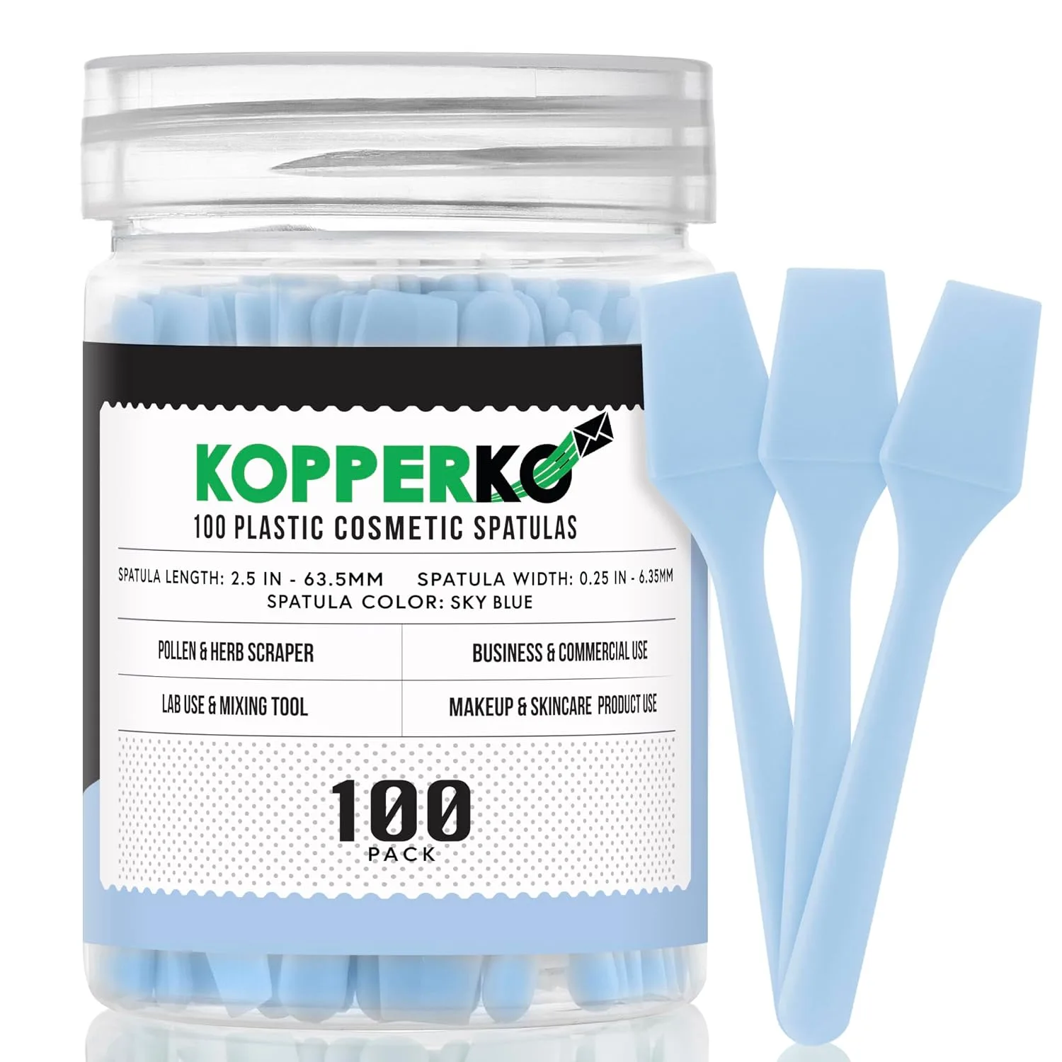 Kopperko Mini Cosmetic Spatula, 2.5 Inch, 100 Pack, Sky Blue