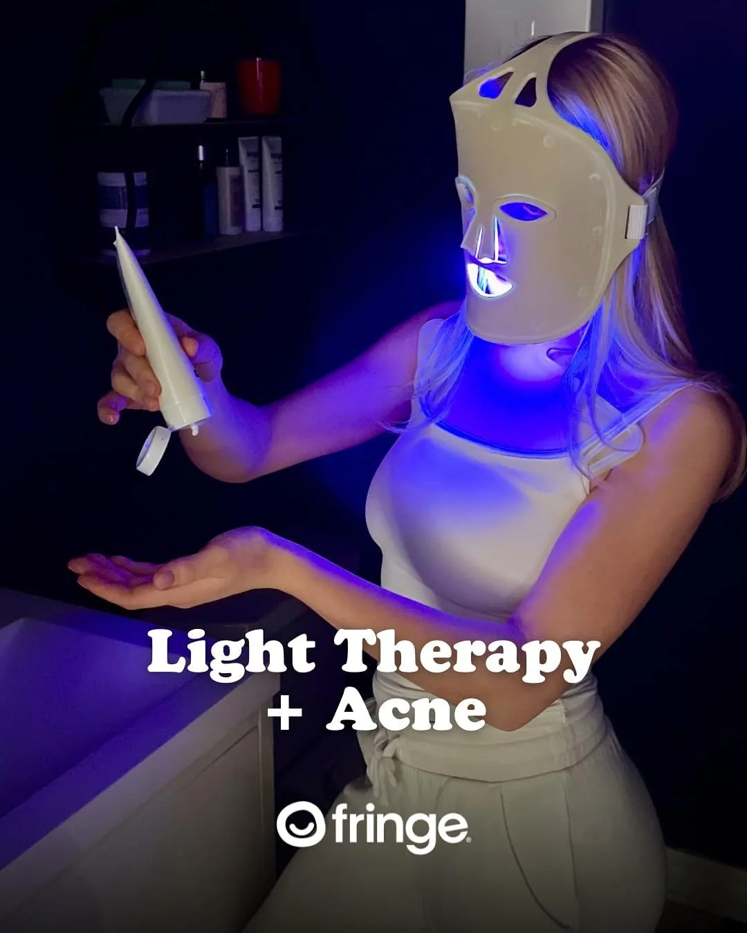 Fringe Red Face Mask, Both Red 630nm and Infrared 830nm for Rejuvenation & Blue 415nm for Blemishes, Beauty Mask, for Fine Lines and Wrinkles, 234 LED Lights
