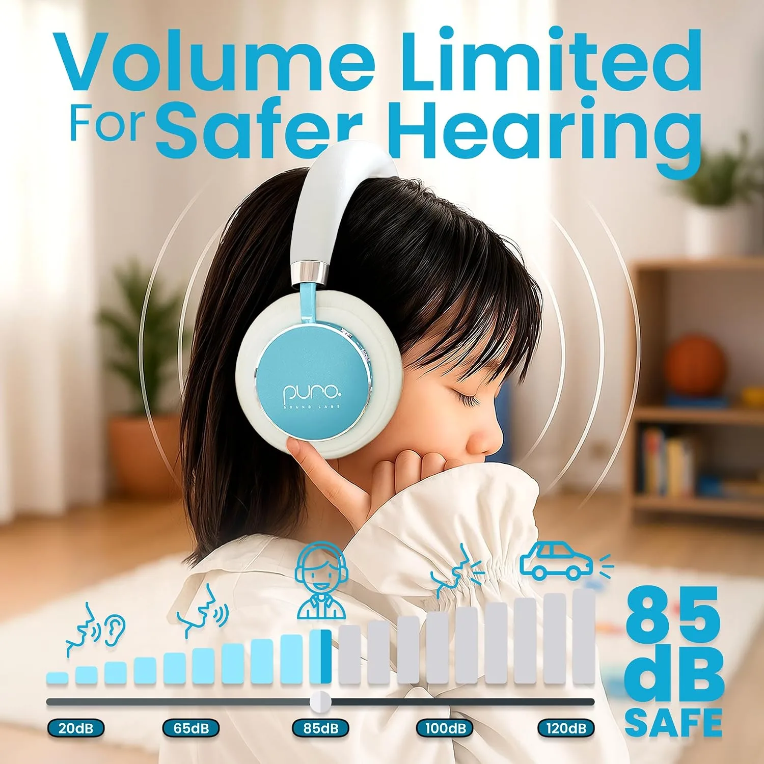 Puro Sound Labs - Kids Headphones, Volume-Limiting 85dB, BT2200 Plus, Teal