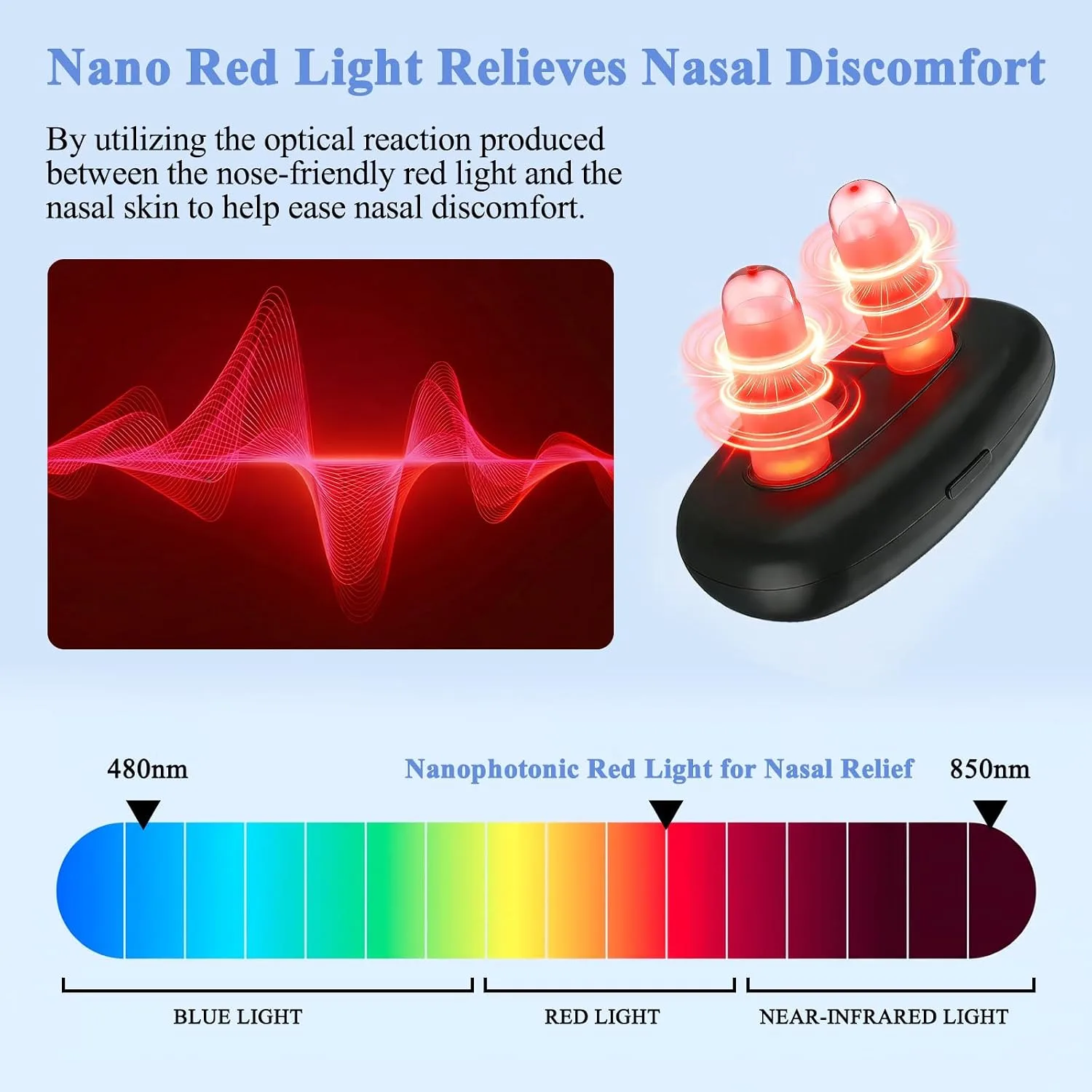 Red Light Nose Care Device, Lightweight, Black, 1PCS