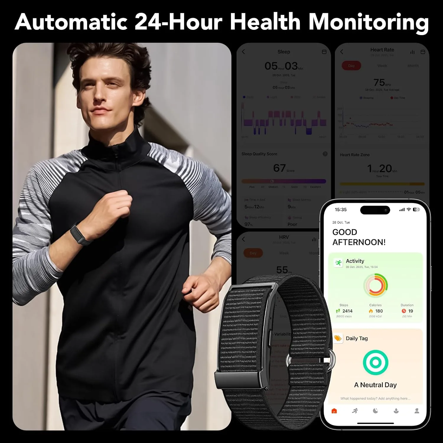Health Activity Fitness Trackers, 2026 Wearable Smart Bracelet, 120+ Sport Modes Smart Band, All-Day Continuous Heart Rate Blood Pressure Stress HRV Monitor