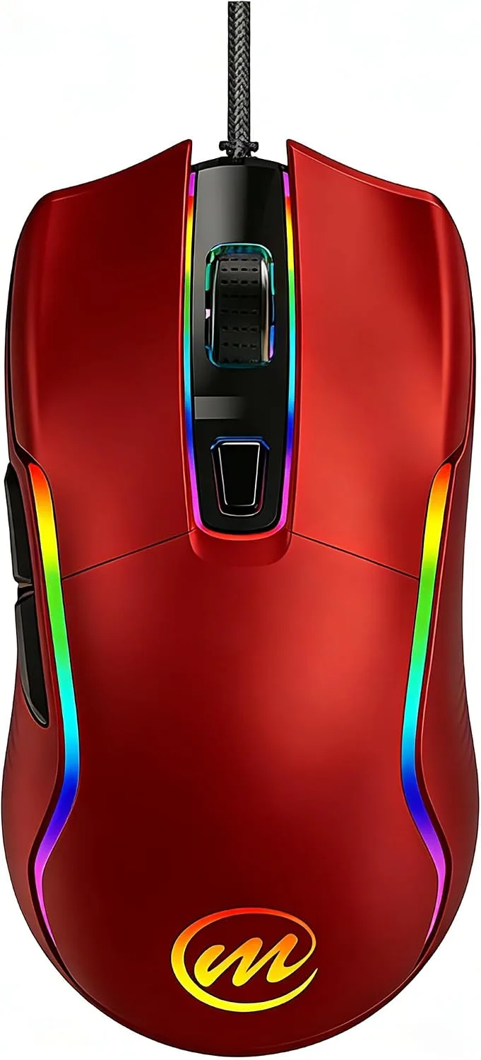 Mouse Gamer Memzuoix con cable RGB 6 DPI ajustables hasta 12800 6 botones rojo