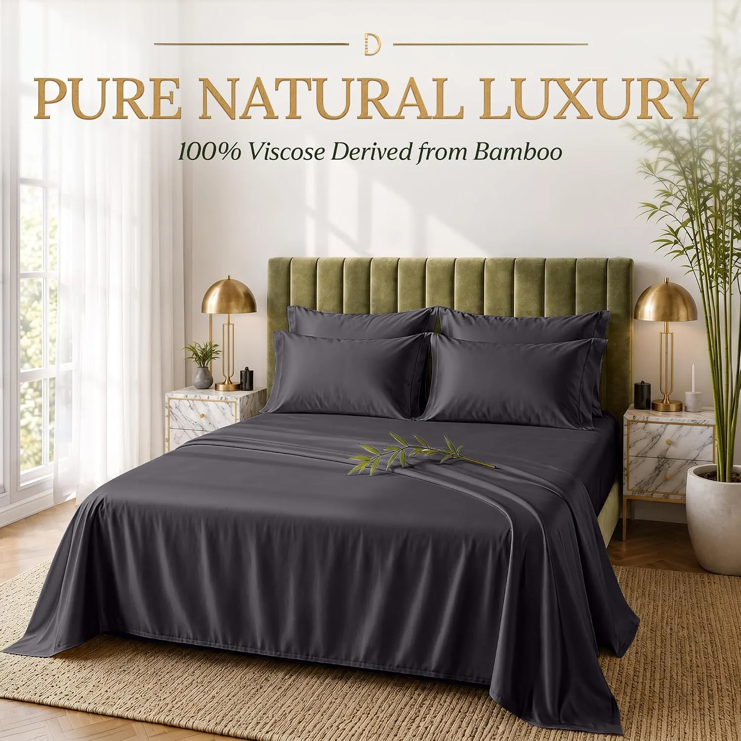 DECOLURE 100% Viscose from Bamboo Sheets King Size | 6 Pc Cooling Bed Set