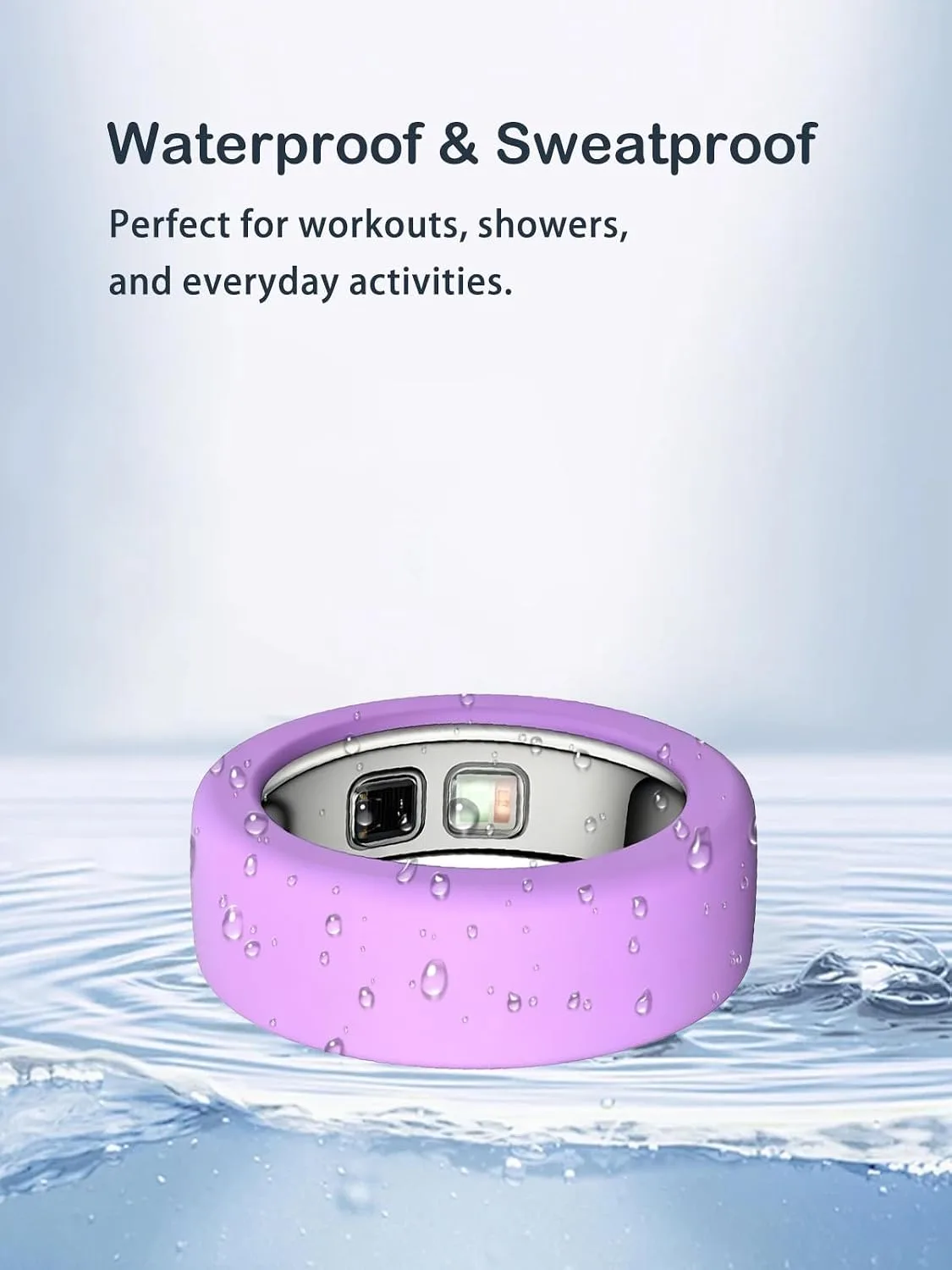 Silicone Case for Oura Ring 5, 2-Pack, M (10-13), Pink+ Purple